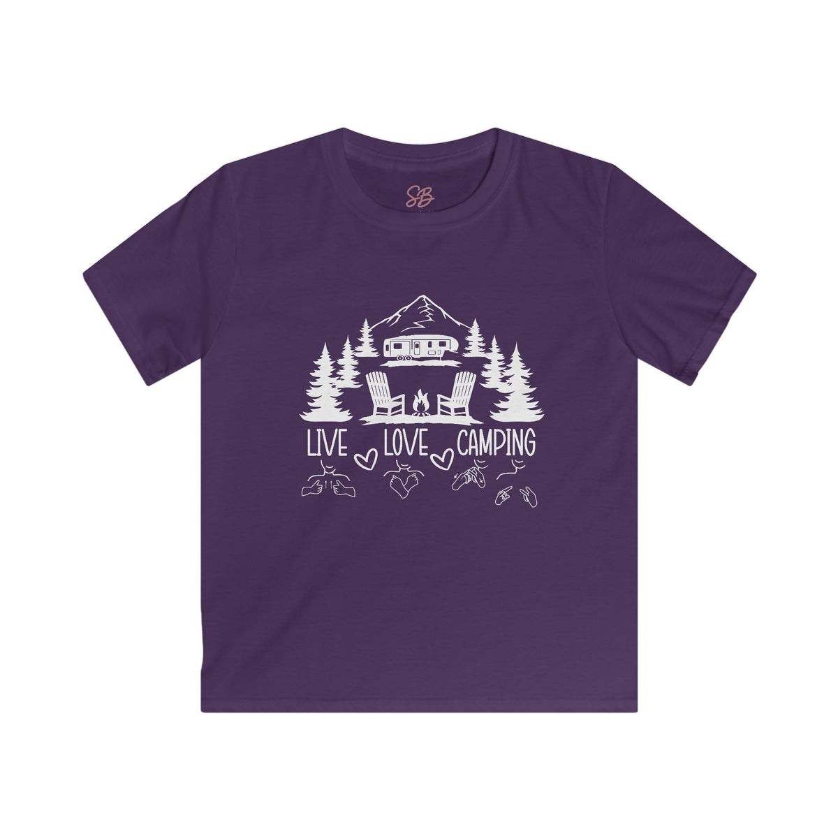 Live Love Camping in ASL (white ink) - Kid T-Shirt