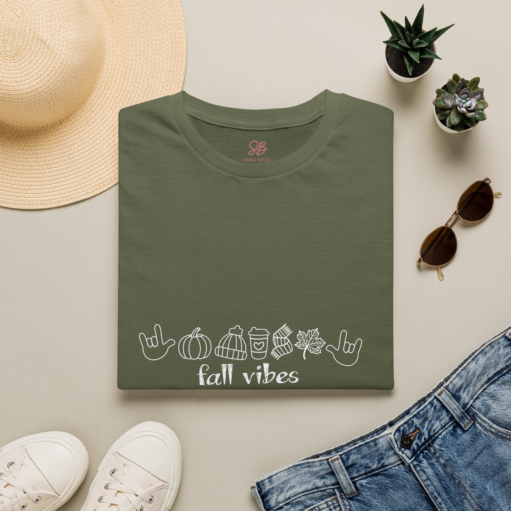 Fall Vibes with I Love you American Sign Language, ASL  - T-Shirt