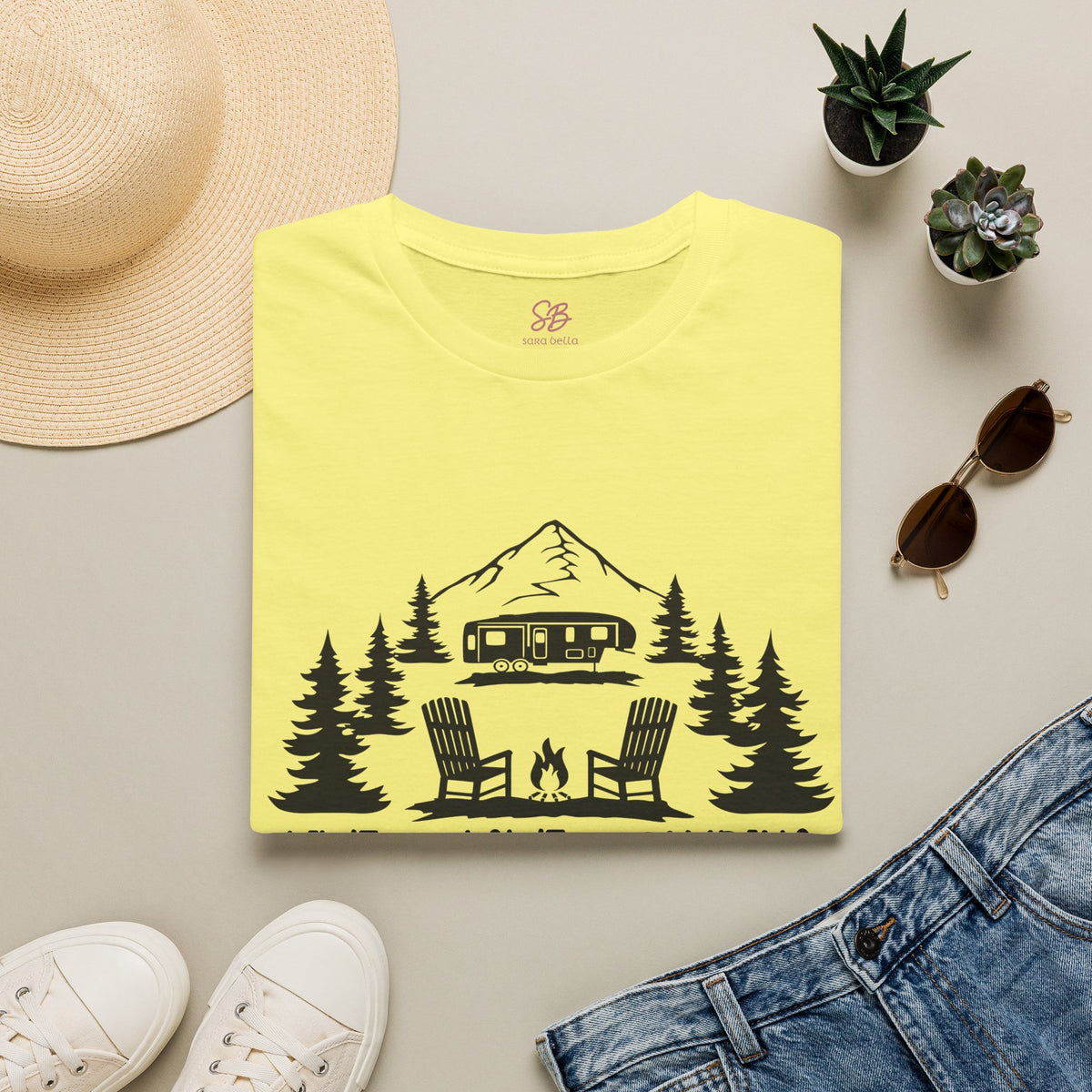 Live Love Camping in ASL (black ink) - T-Shirt