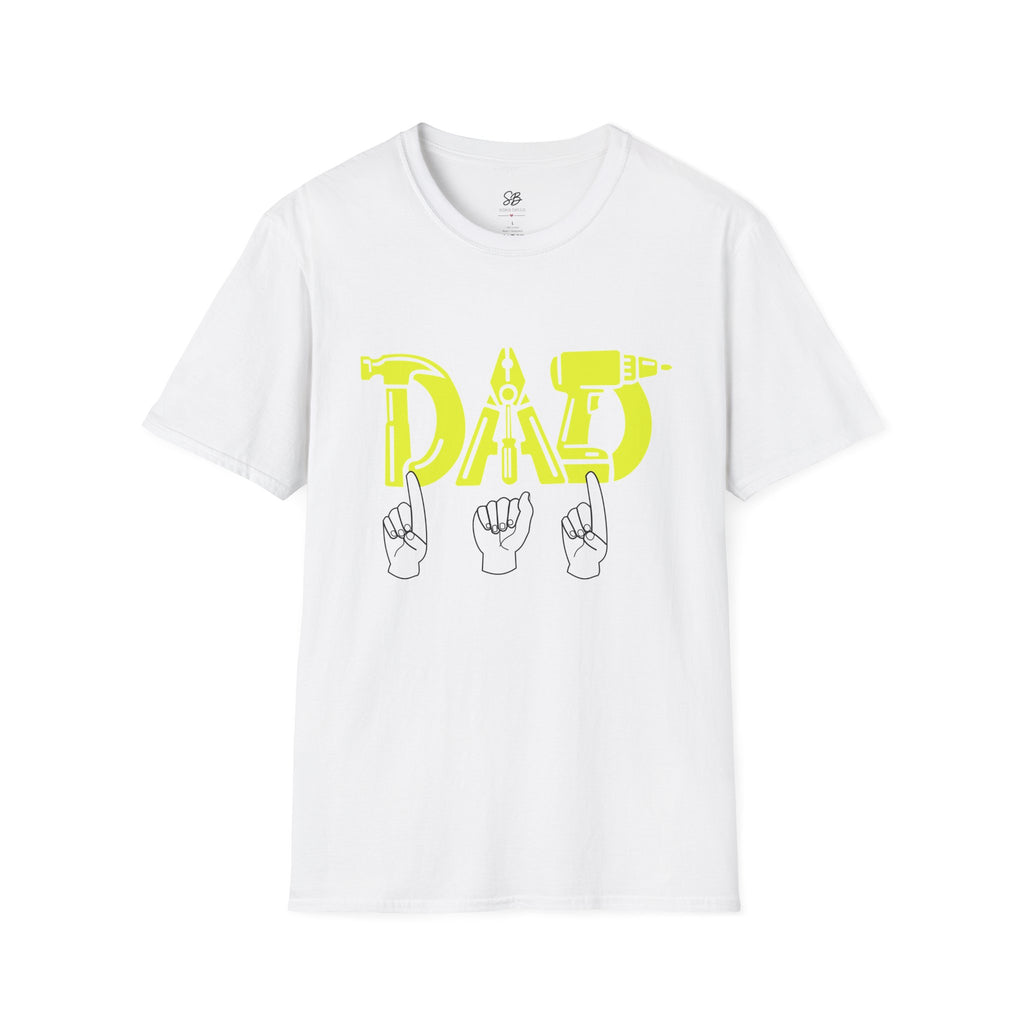 Dad Tools Graphic T-Shirt — 'DAD' Tool Lettering with American Sign Language