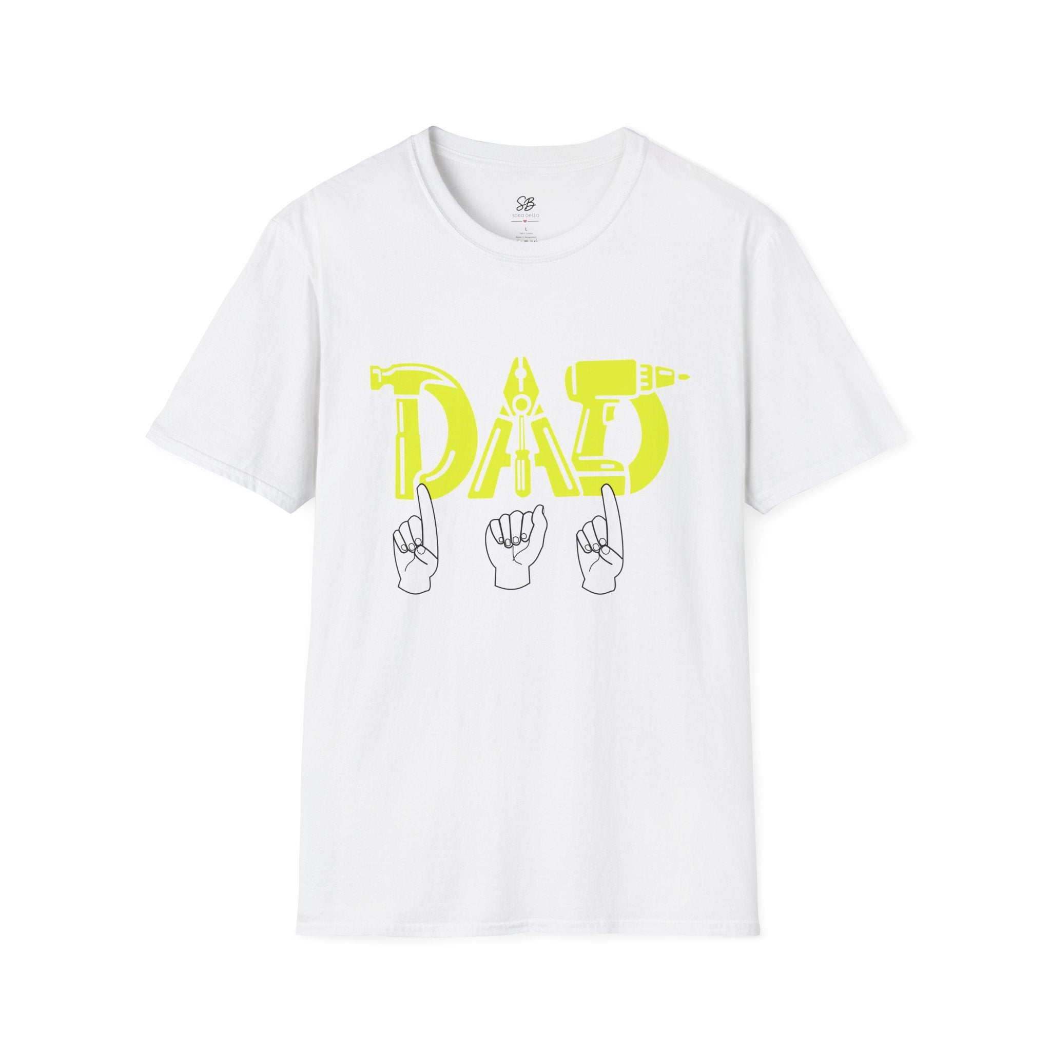 Dad Tools Graphic T-Shirt — 'DAD' Tool Lettering with American Sign Language