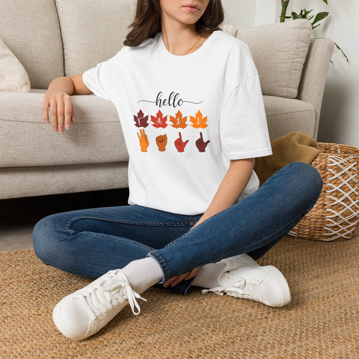 Hello Fall Fingerspelling American Sign Language, ASL -  T-Shirt