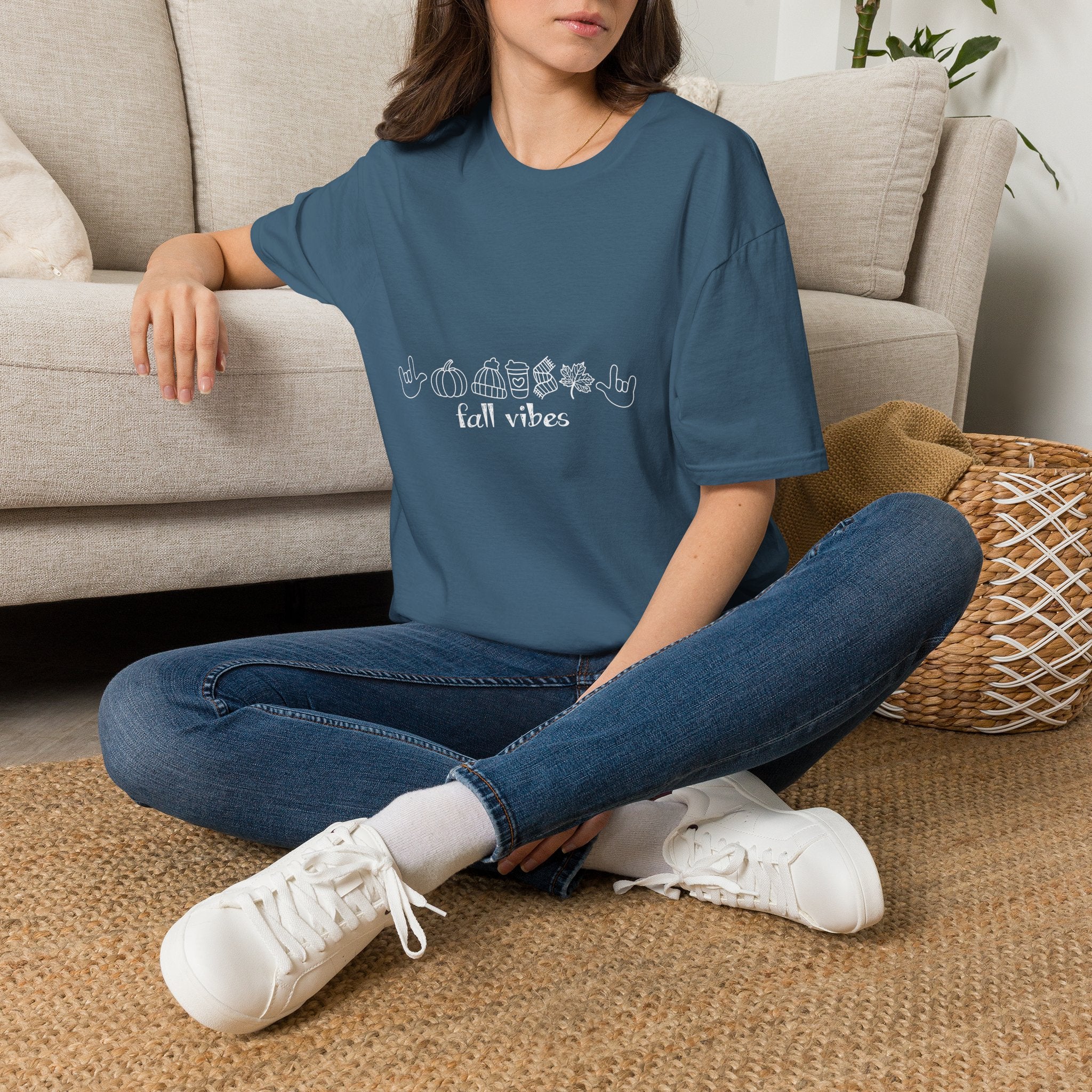 Fall Vibes with I Love you American Sign Language, ASL  - T-Shirt