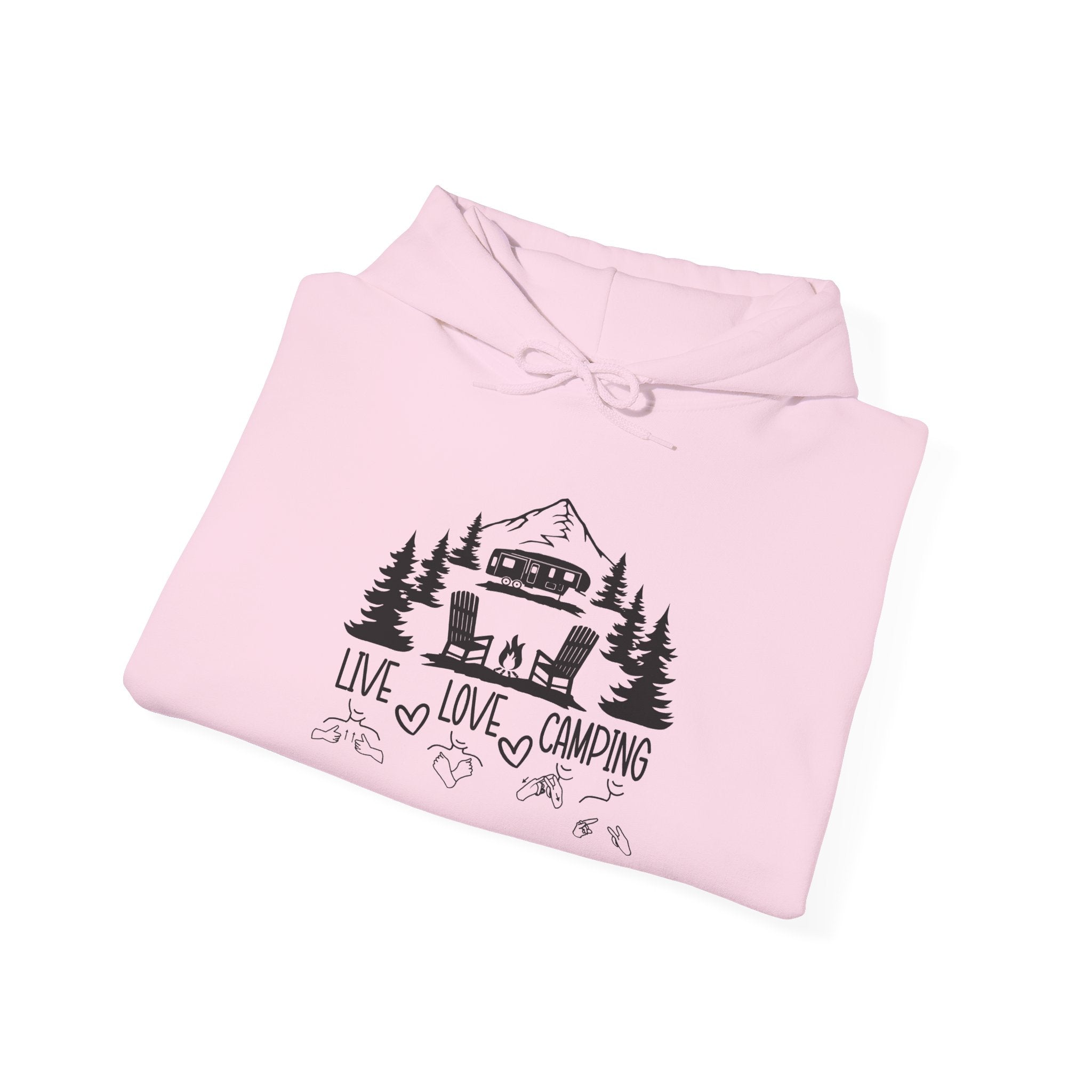 Live Love Camping in ASL (black ink) - Hoodie