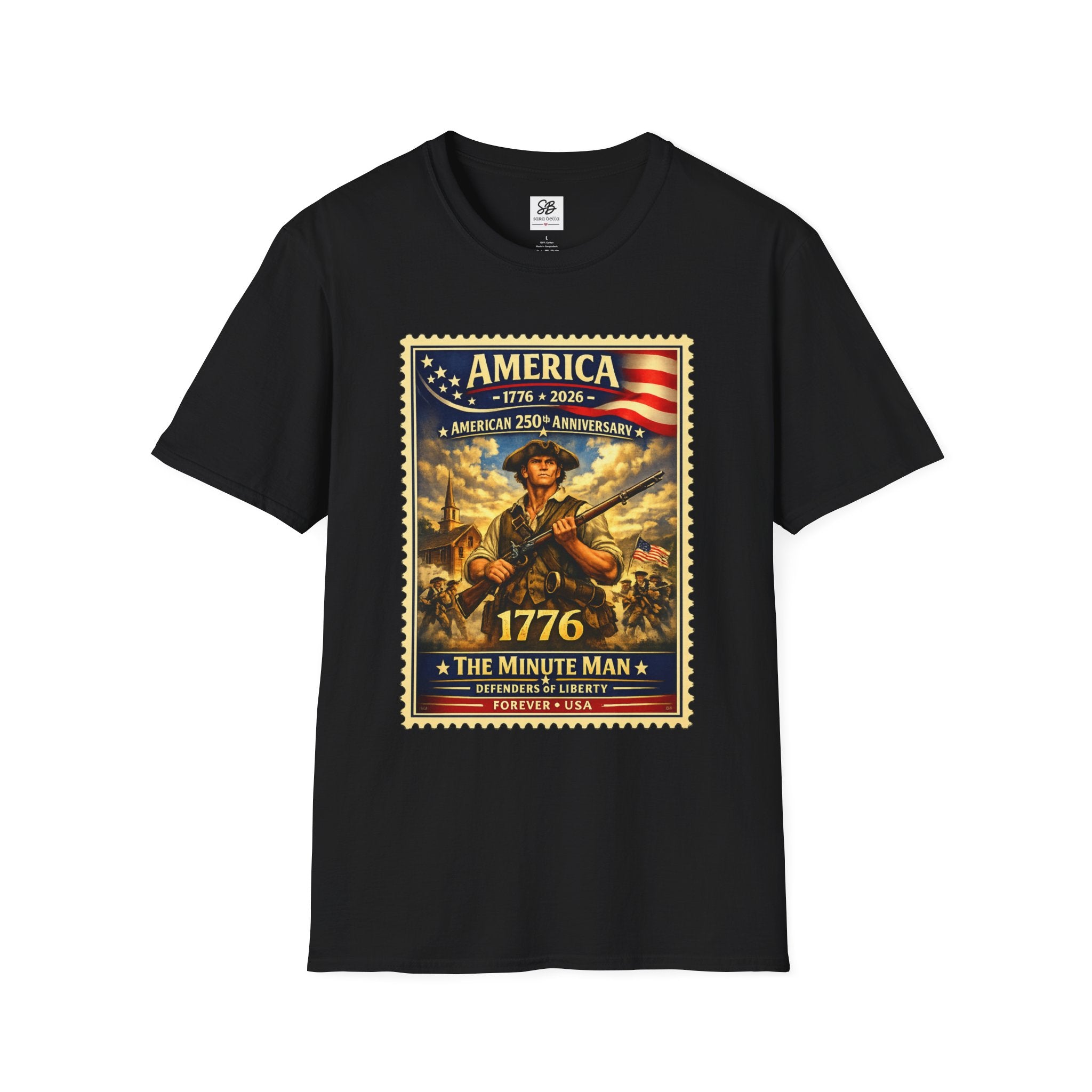 Patriotic Minute Man Vintage Stamp T-Shirt