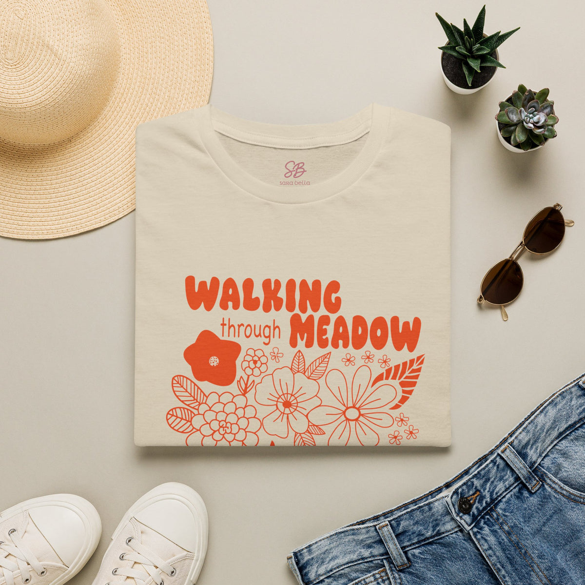 Walking Through Meadow Sunflowers - T-Shirt