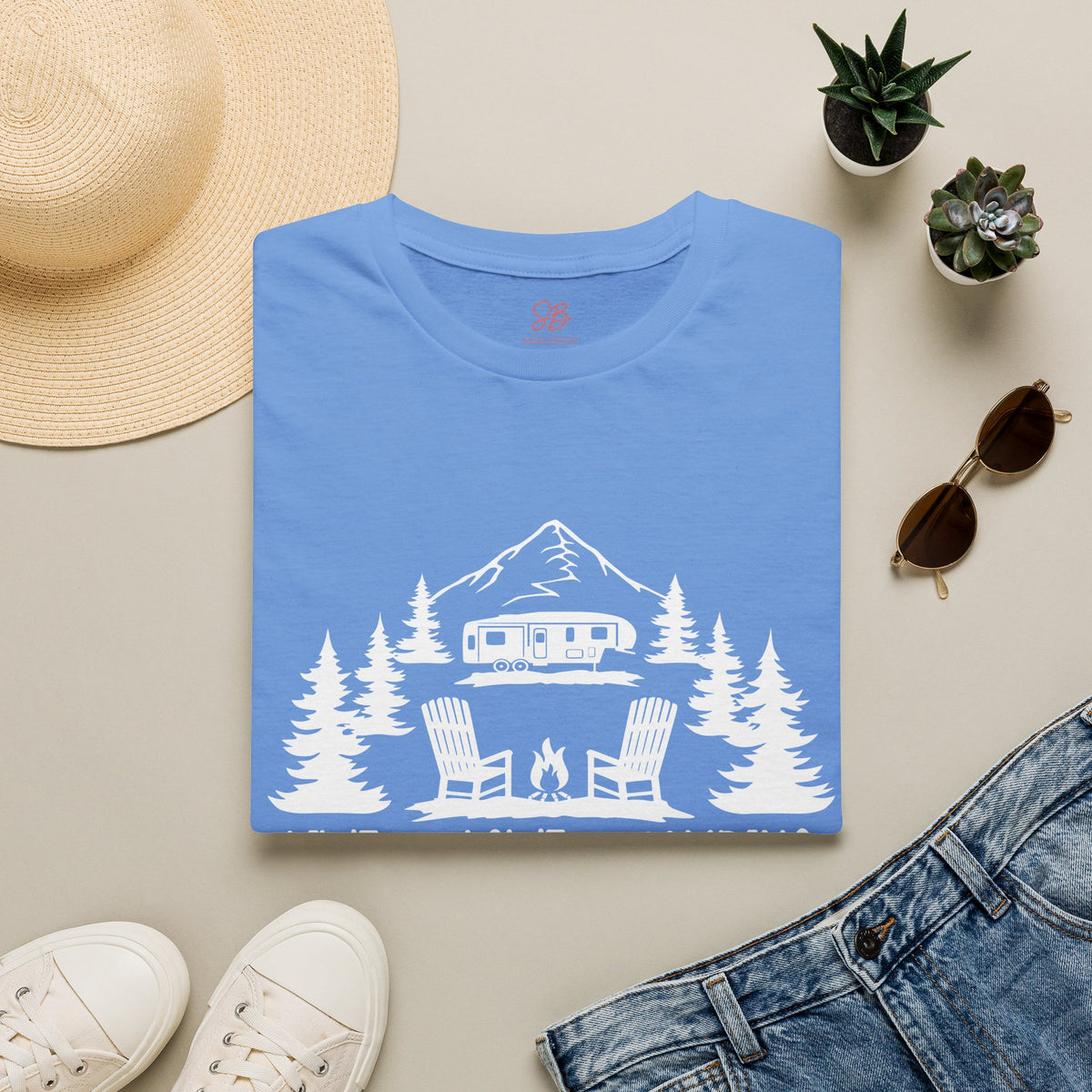 Live, Love, Camping in ASL (white ink) - T-Shirt