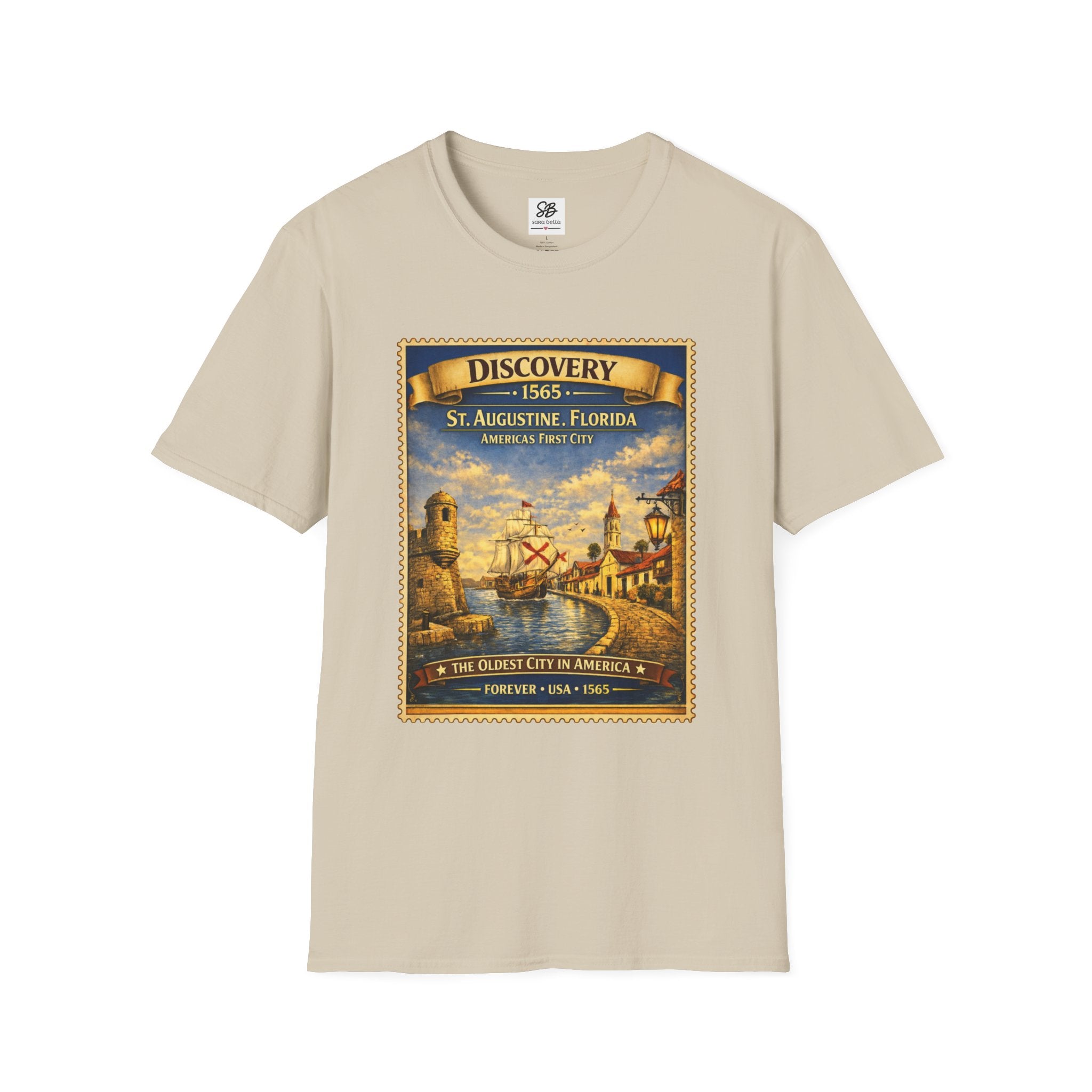 St. Augustine Discovery The Oldest City in America  1565 Vintage Stamp T-Shirt