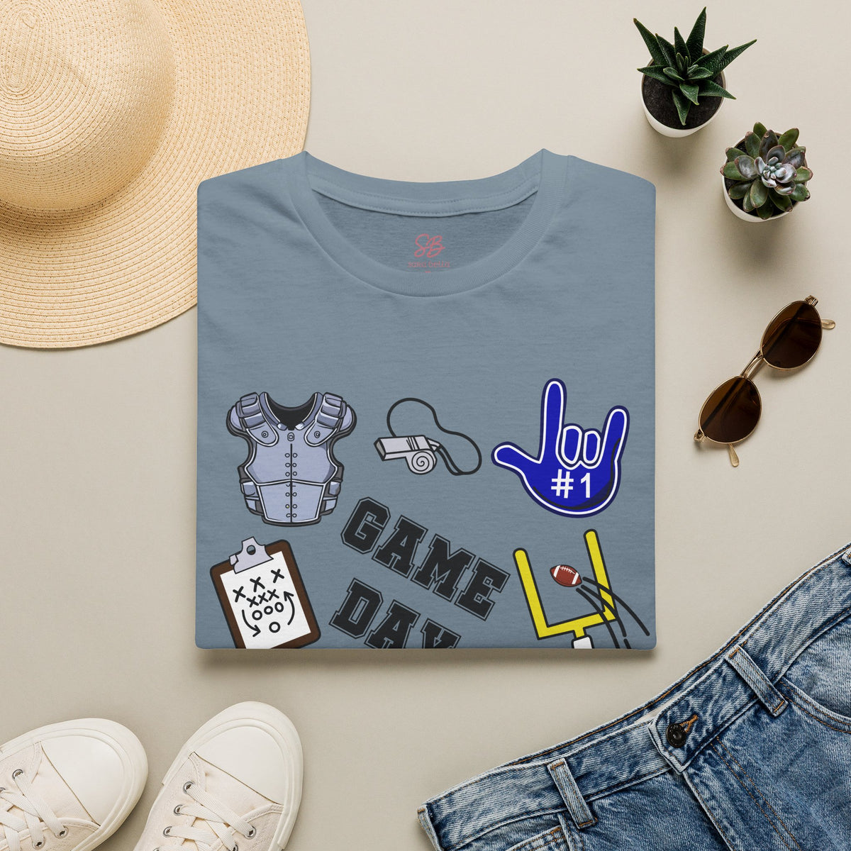 Game Day Football with I Love You ASL  - T-Shirt