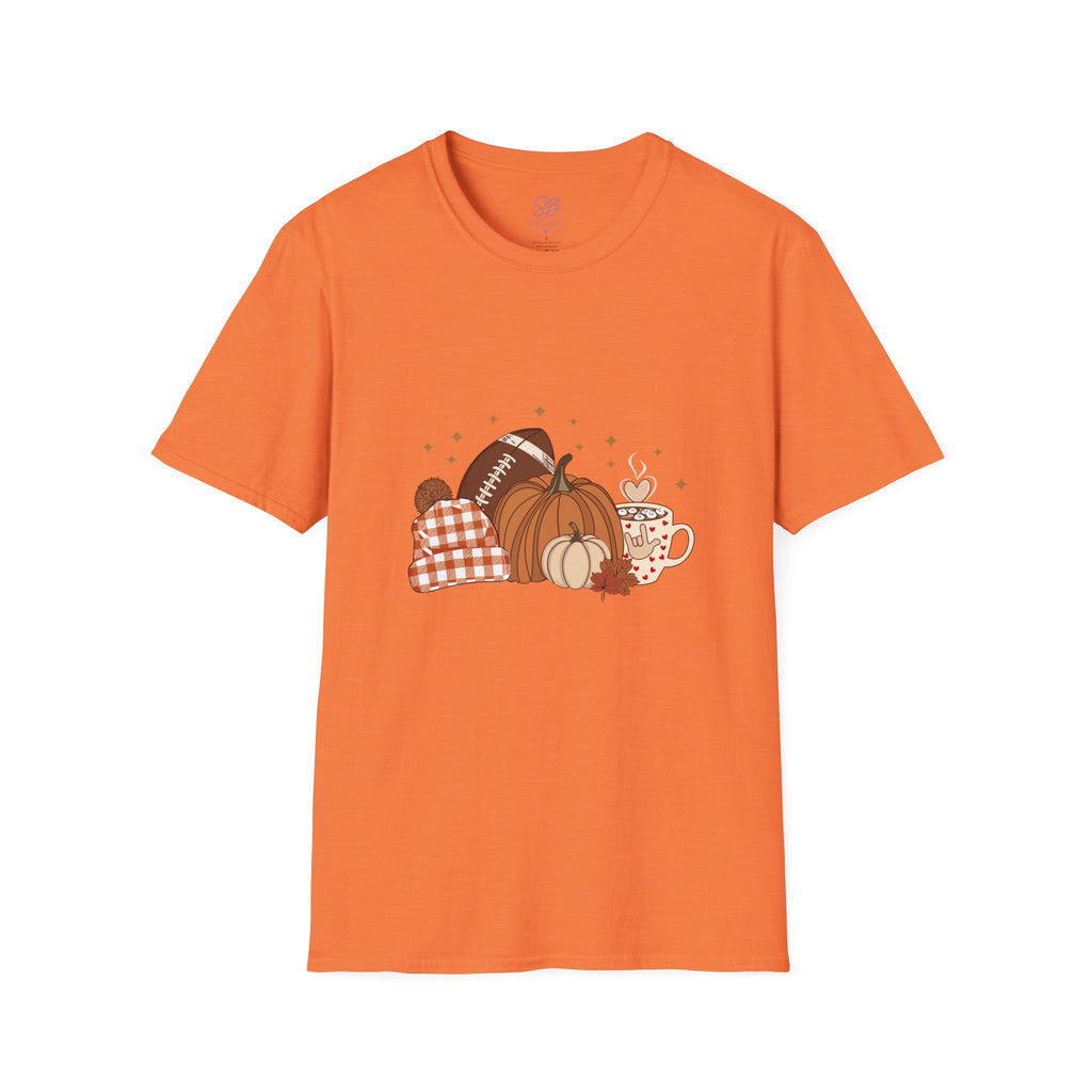 Autumn Football Pumpkins with I Love You American Sign Language, ASL - T-Shirt