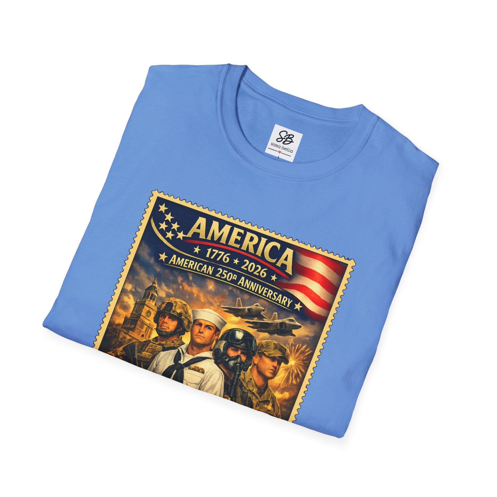 Patriotic America “Honoring Our Armed Forces”  Vintage Stamp T-Shirt