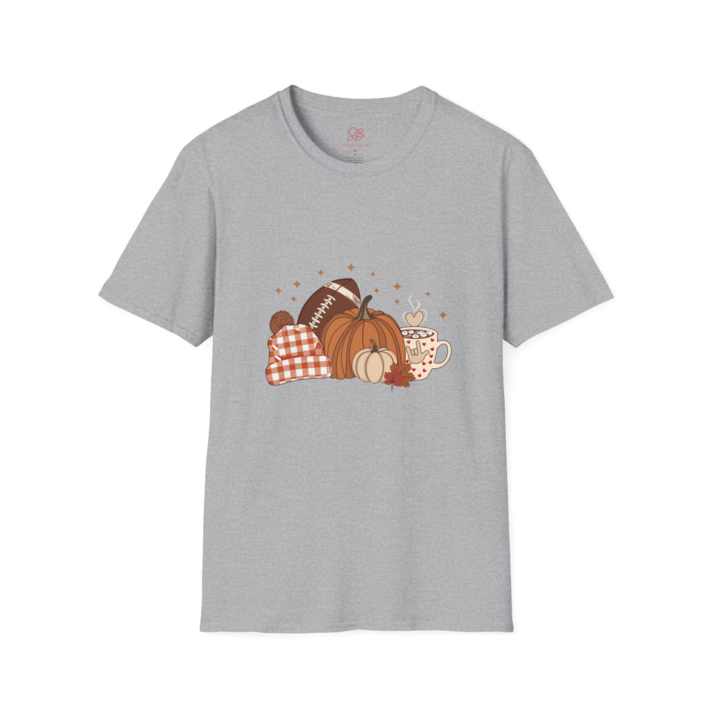 Autumn Football Pumpkins with I Love You American Sign Language, ASL - T-Shirt