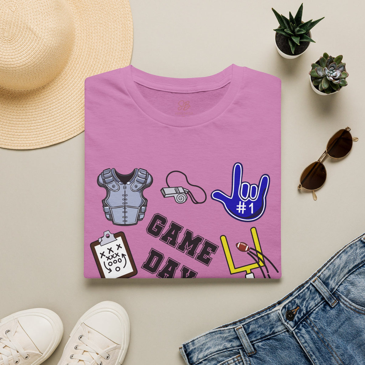Game Day Football with I Love You ASL  - T-Shirt