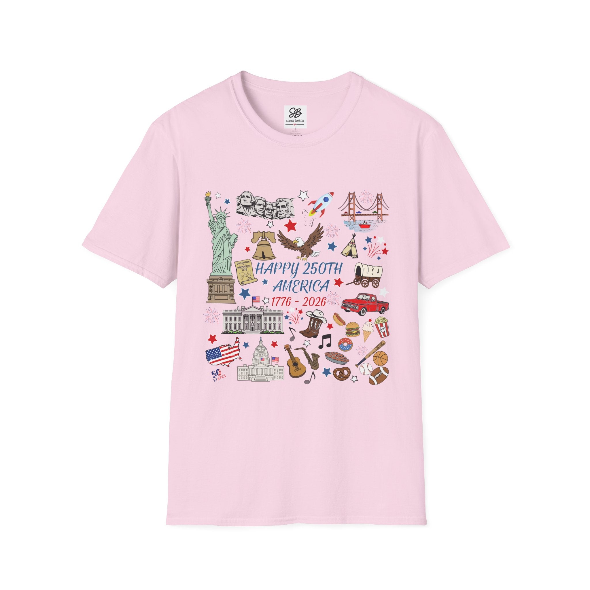 America 250th Anniversary — colored doodles of  Icons Shirt