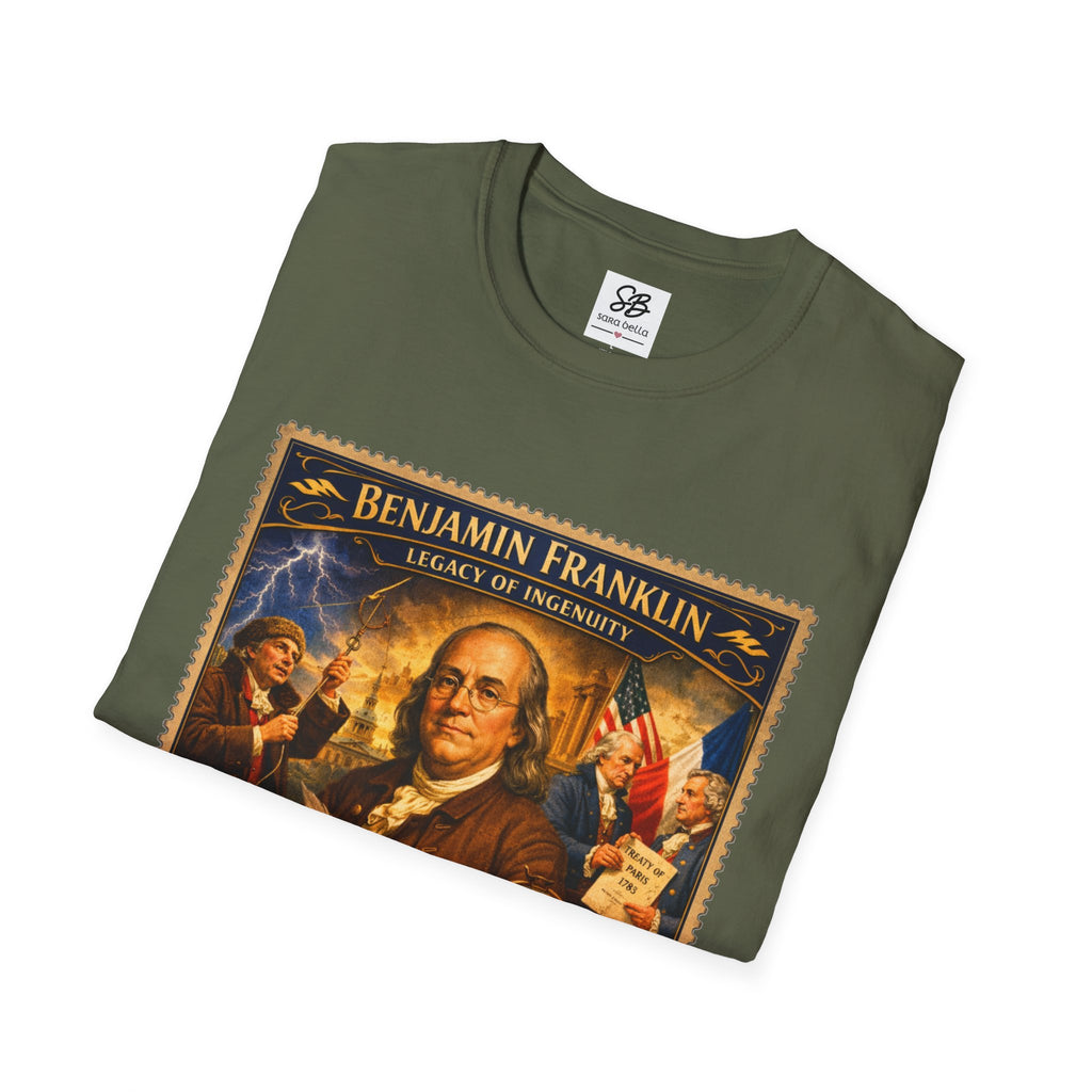 Benjamin Franklin "Founding Father Tribute' Vintage Stamp T Shirt
