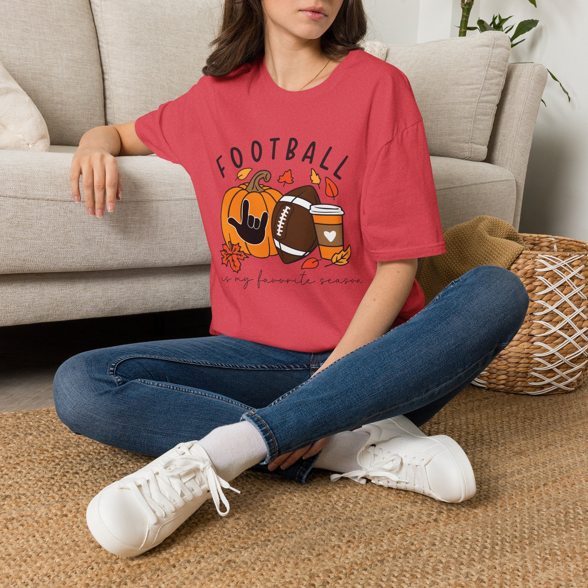 Football Is My Favorite Season  with I love you American Sign Language, ASL- T-Shirt