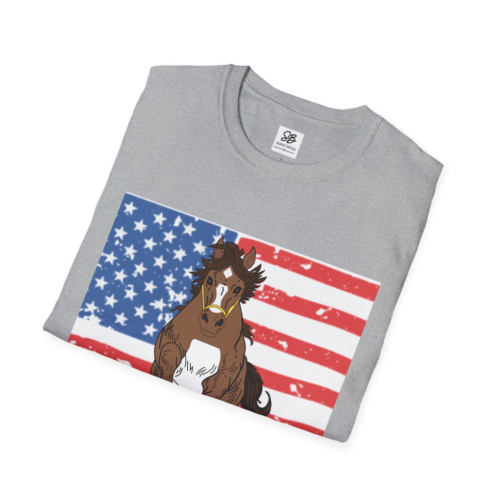 Galloping Horse with American Flag Graphic Shirt