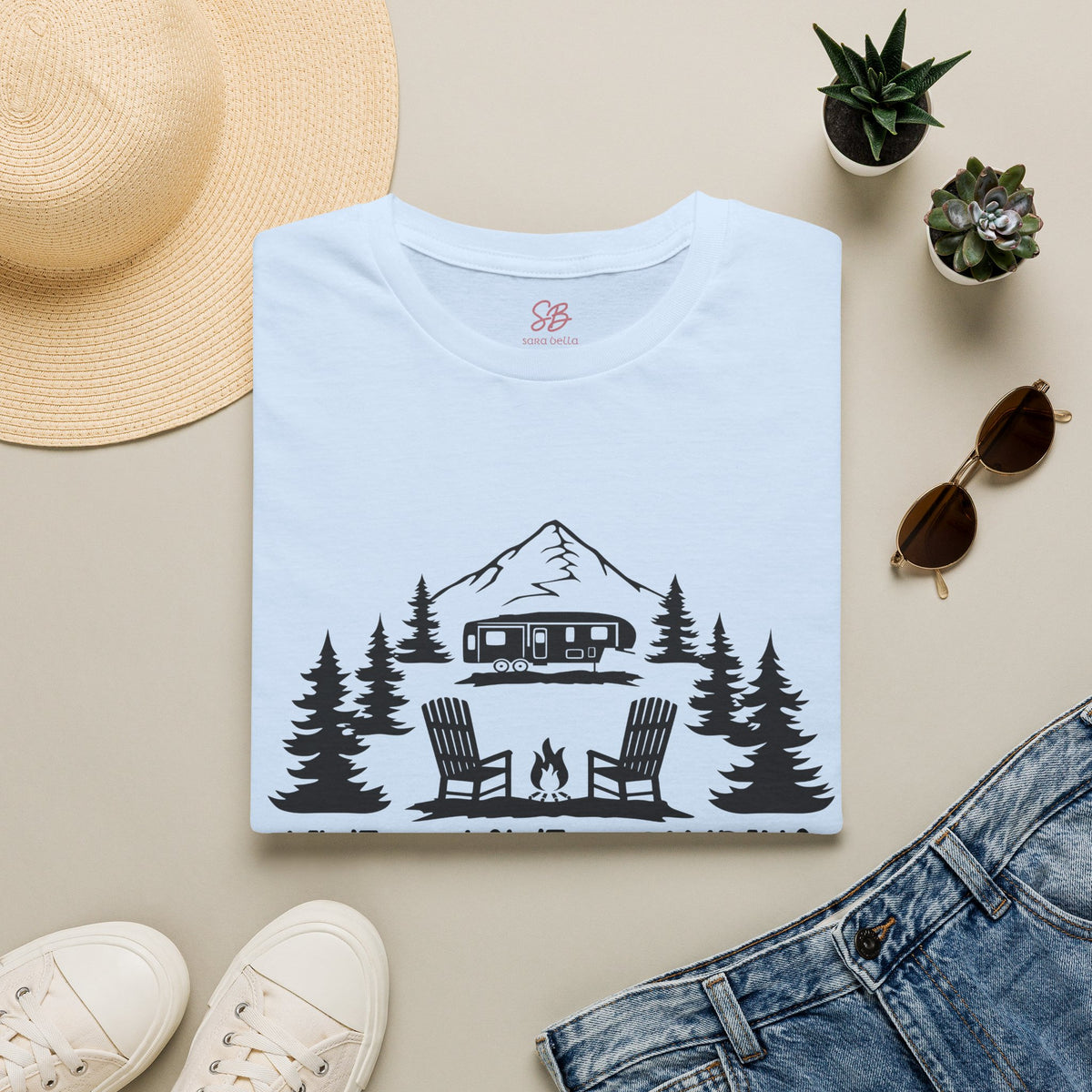 Live Love Camping in ASL (black ink) - T-Shirt