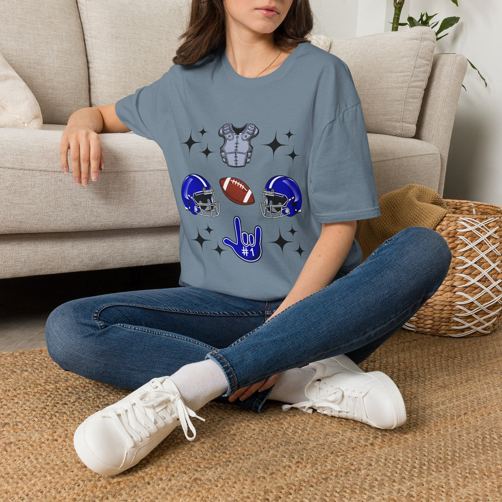 Football Gears Tic-Tac-Toe with I love you ASL American Sign Language -  T-Shirt