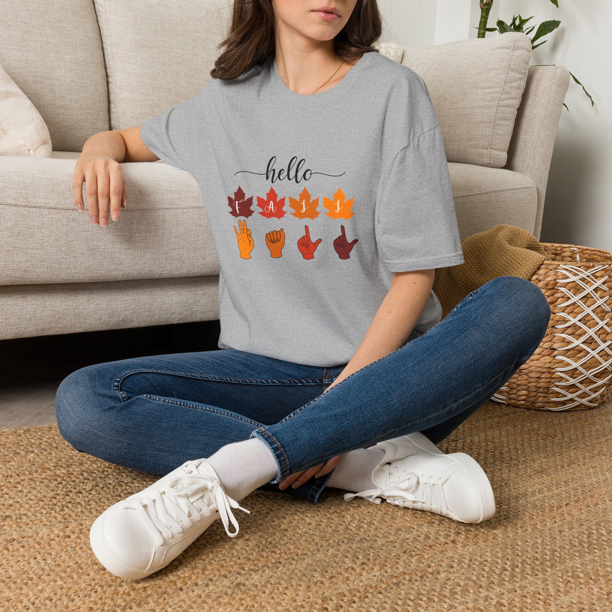 Hello Fall Fingerspelling American Sign Language, ASL -  T-Shirt