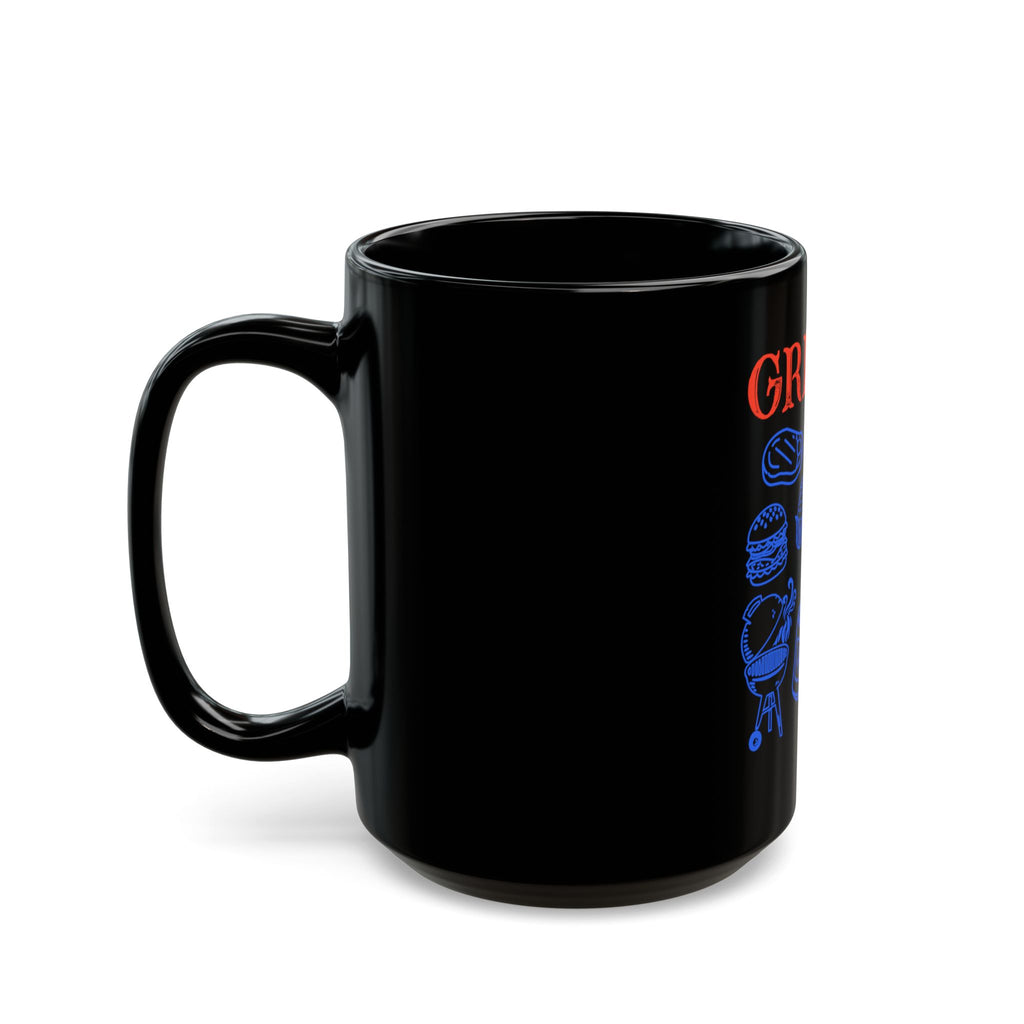 Grill Dad Club Black Coffee Mug — 15oz Funny BBQ Grill Master Gift