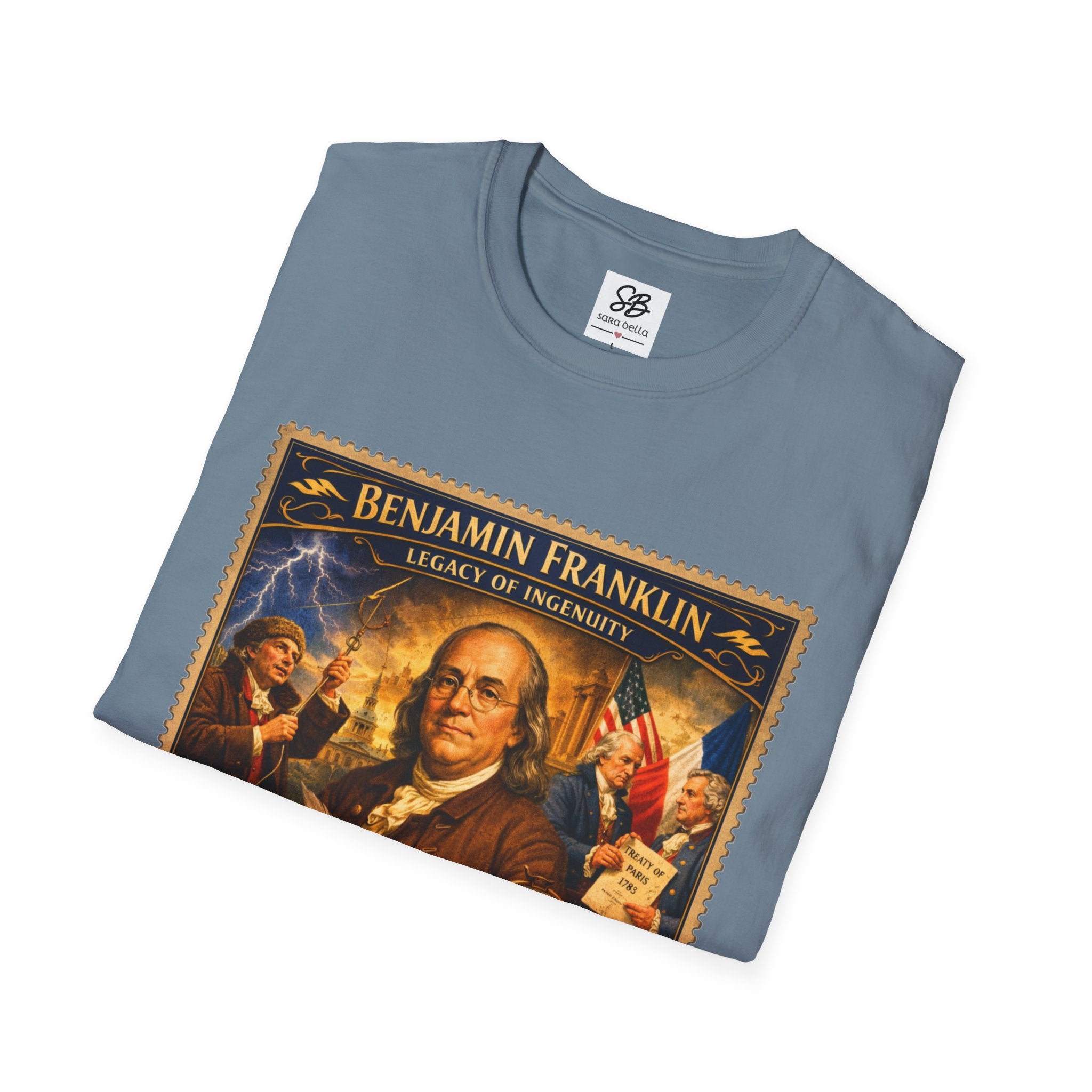 Benjamin Franklin "Founding Father Tribute' Vintage Stamp T Shirt