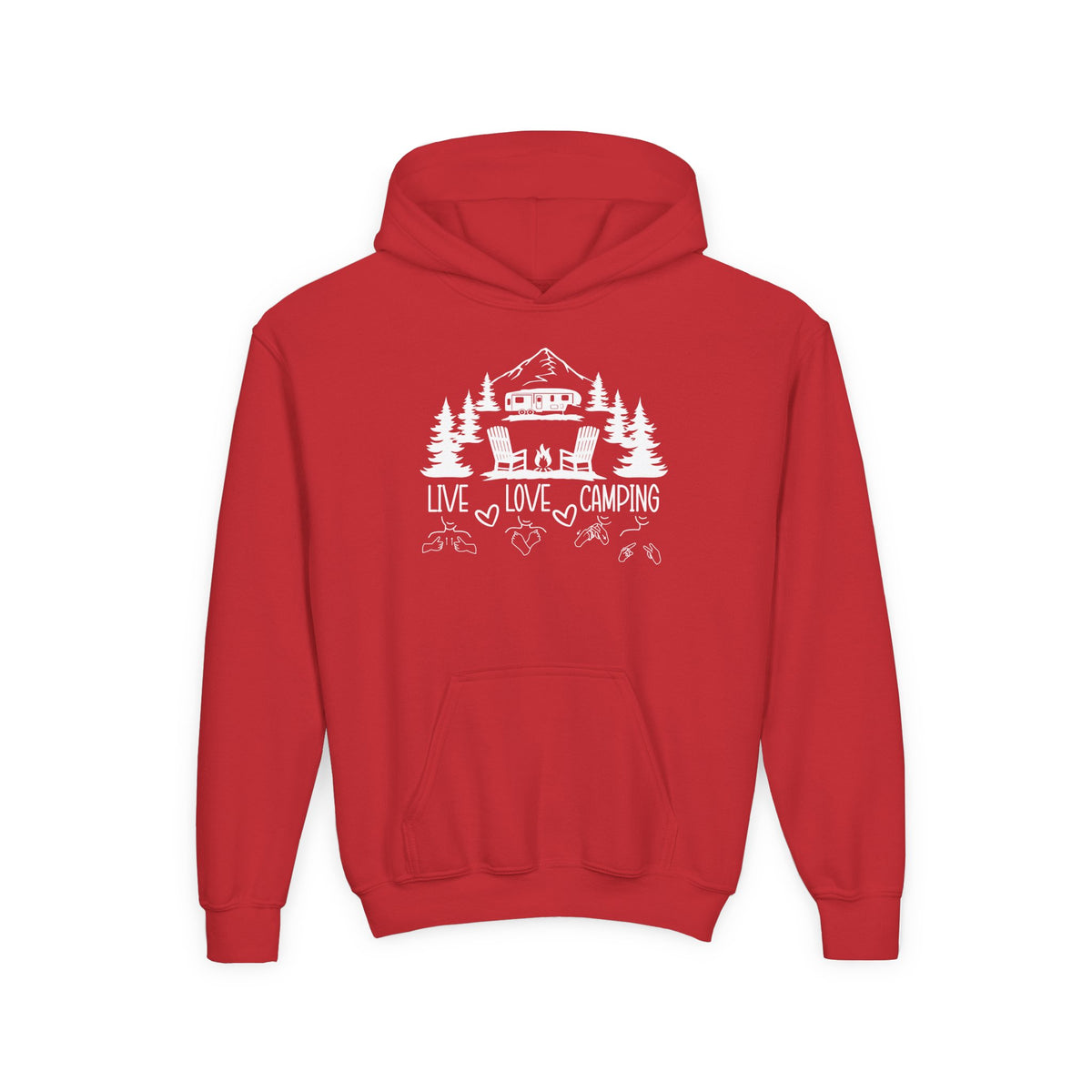 Live Love Camping in ASL (white ink) - Kid Hoodie