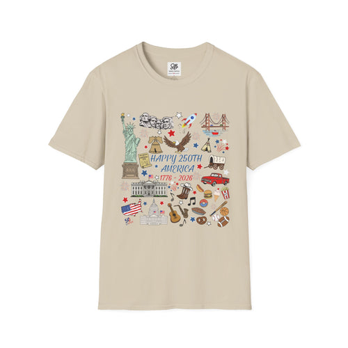 America 250th Anniversary — colored doodles of  Icons Shirt