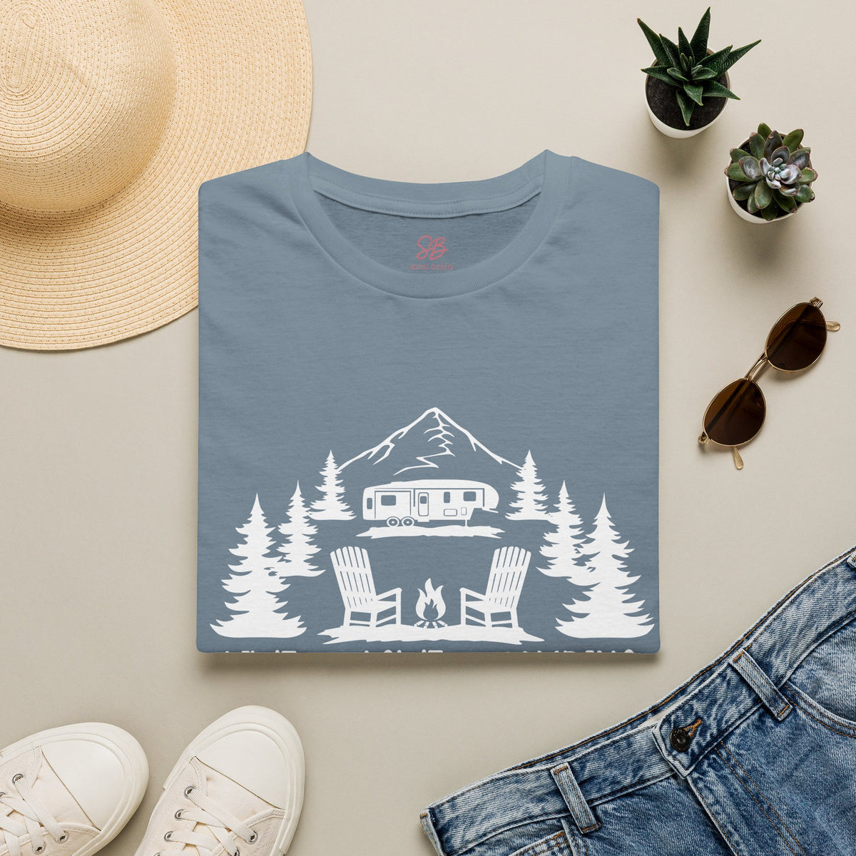 Live, Love, Camping in ASL (white ink) - T-Shirt