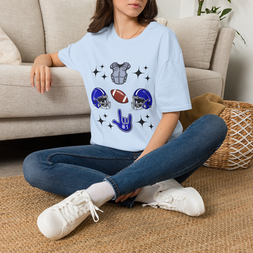 Football Gears Tic-Tac-Toe with I love you ASL American Sign Language -  T-Shirt