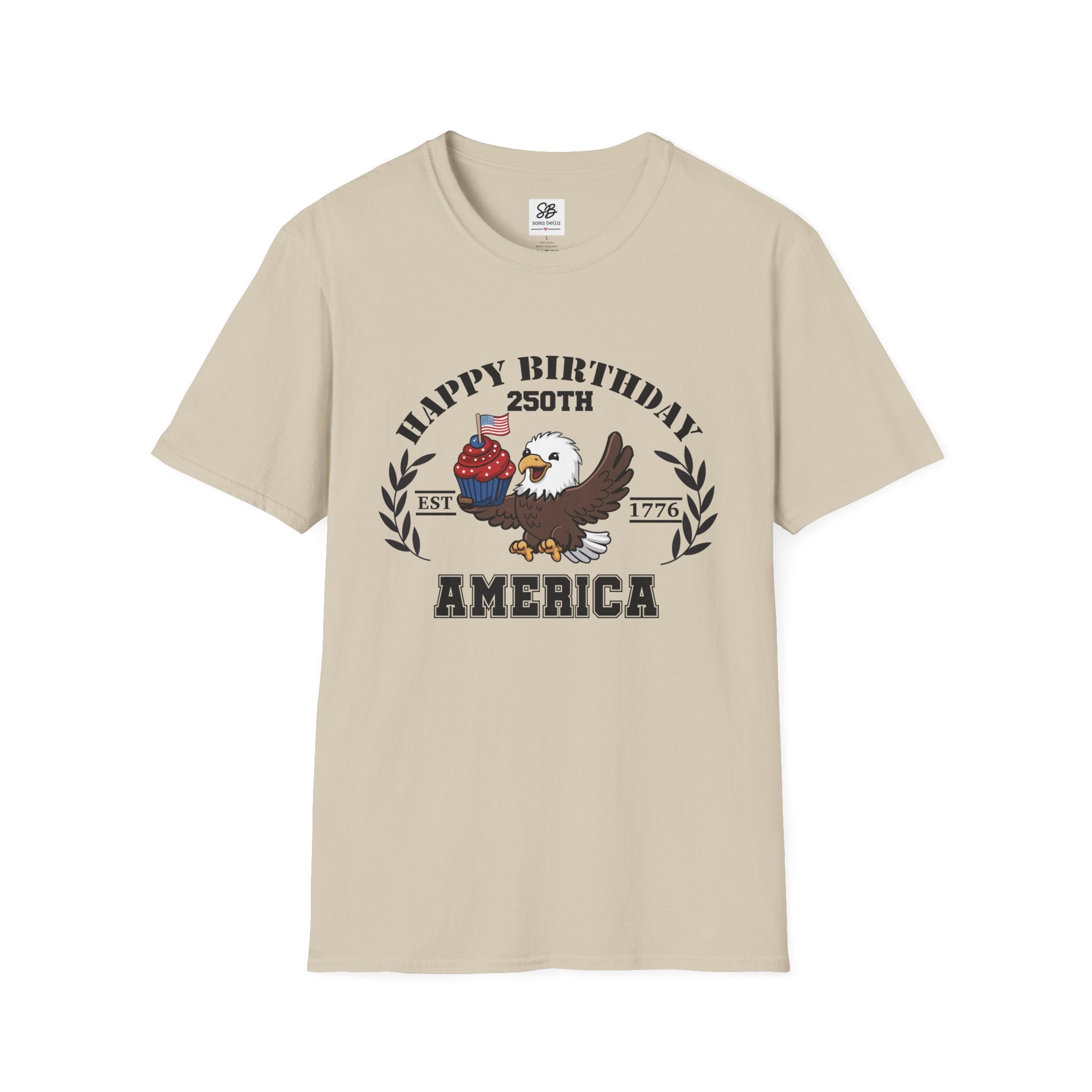 "Happy Birthday 250th America" Baby Eagle with cupcake Patriotic Shirt