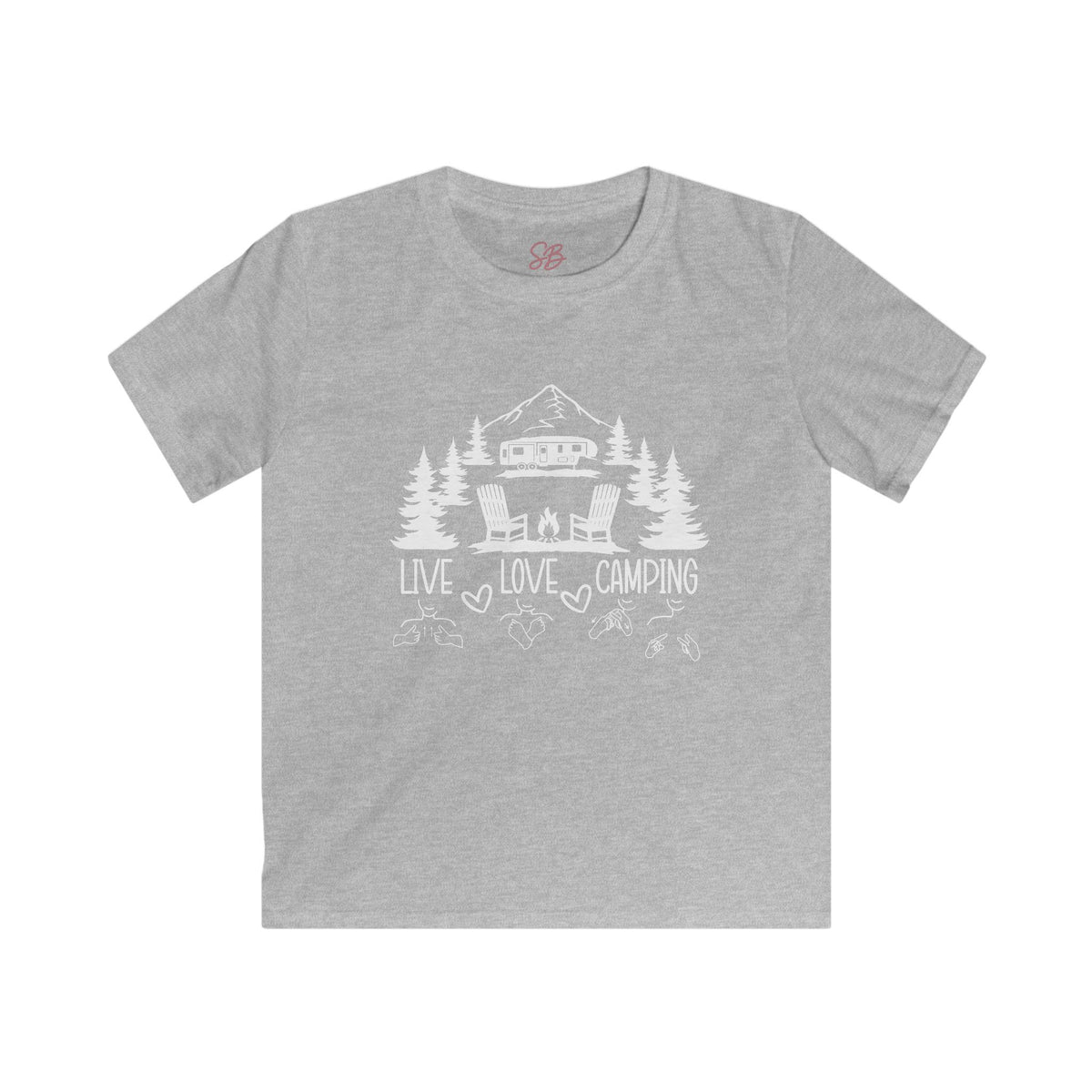 Live Love Camping in ASL (white ink) - Kid T-Shirt