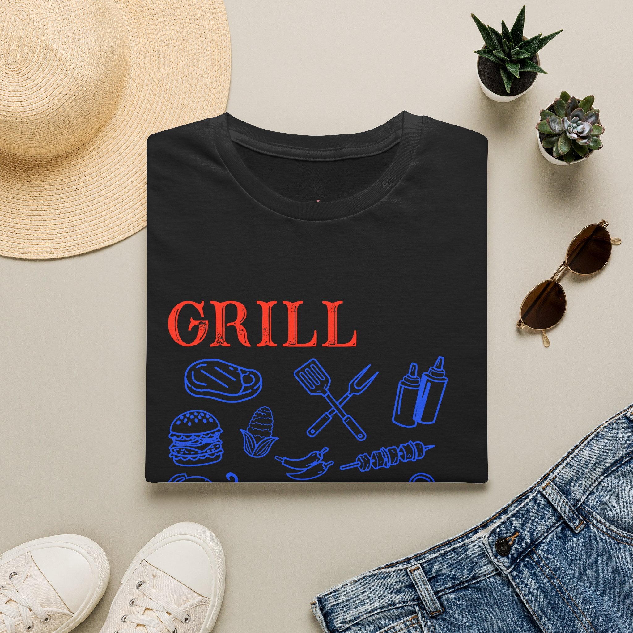 Grill Dad Club T-Shirt — Barbecue Tools & Grill Icons Tee