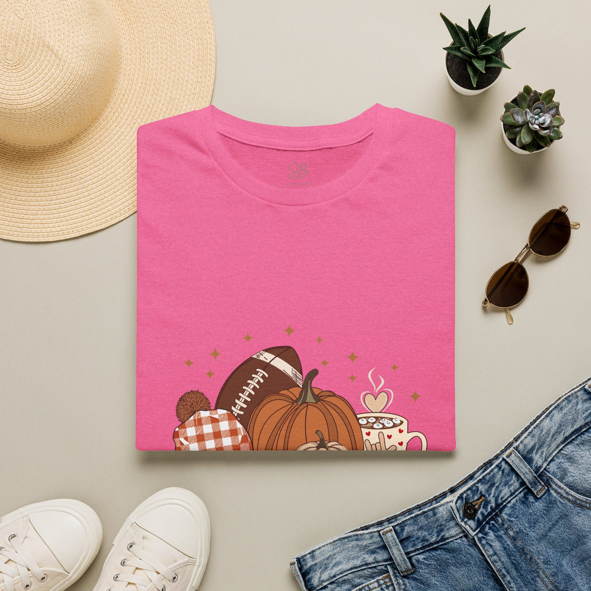 Autumn Football Pumpkins with I Love You American Sign Language, ASL - T-Shirt
