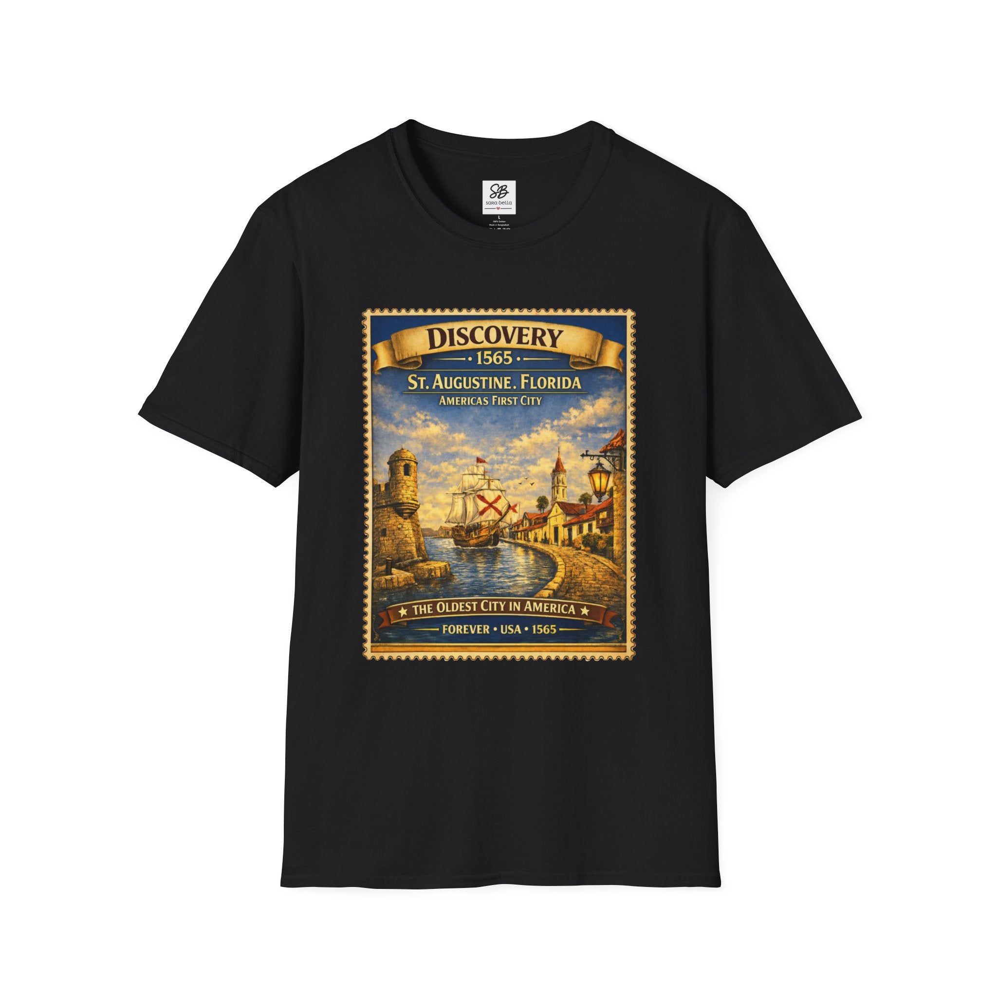 St. Augustine Discovery The Oldest City in America  1565 Vintage Stamp T-Shirt