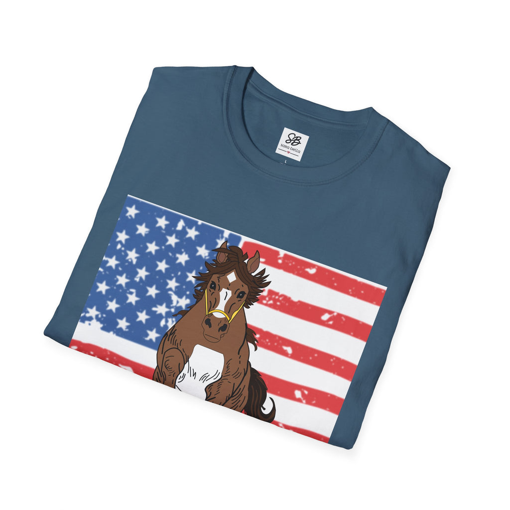 Galloping Horse with American Flag Graphic Shirt
