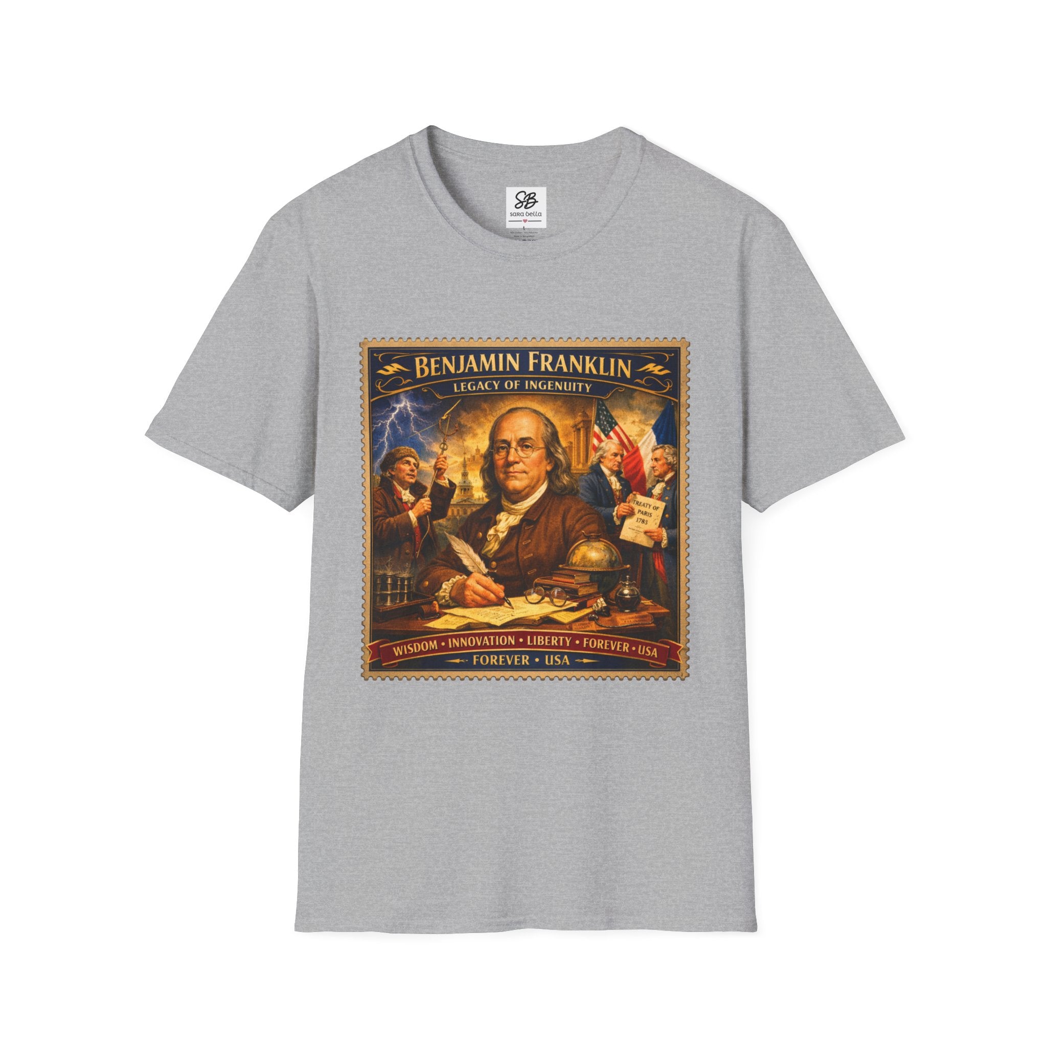 Benjamin Franklin "Founding Father Tribute' Vintage Stamp T Shirt