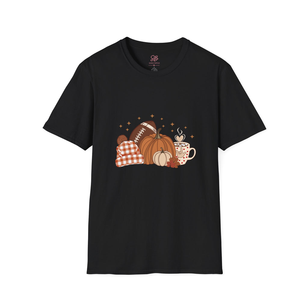 Autumn Football Pumpkins with I Love You American Sign Language, ASL - T-Shirt