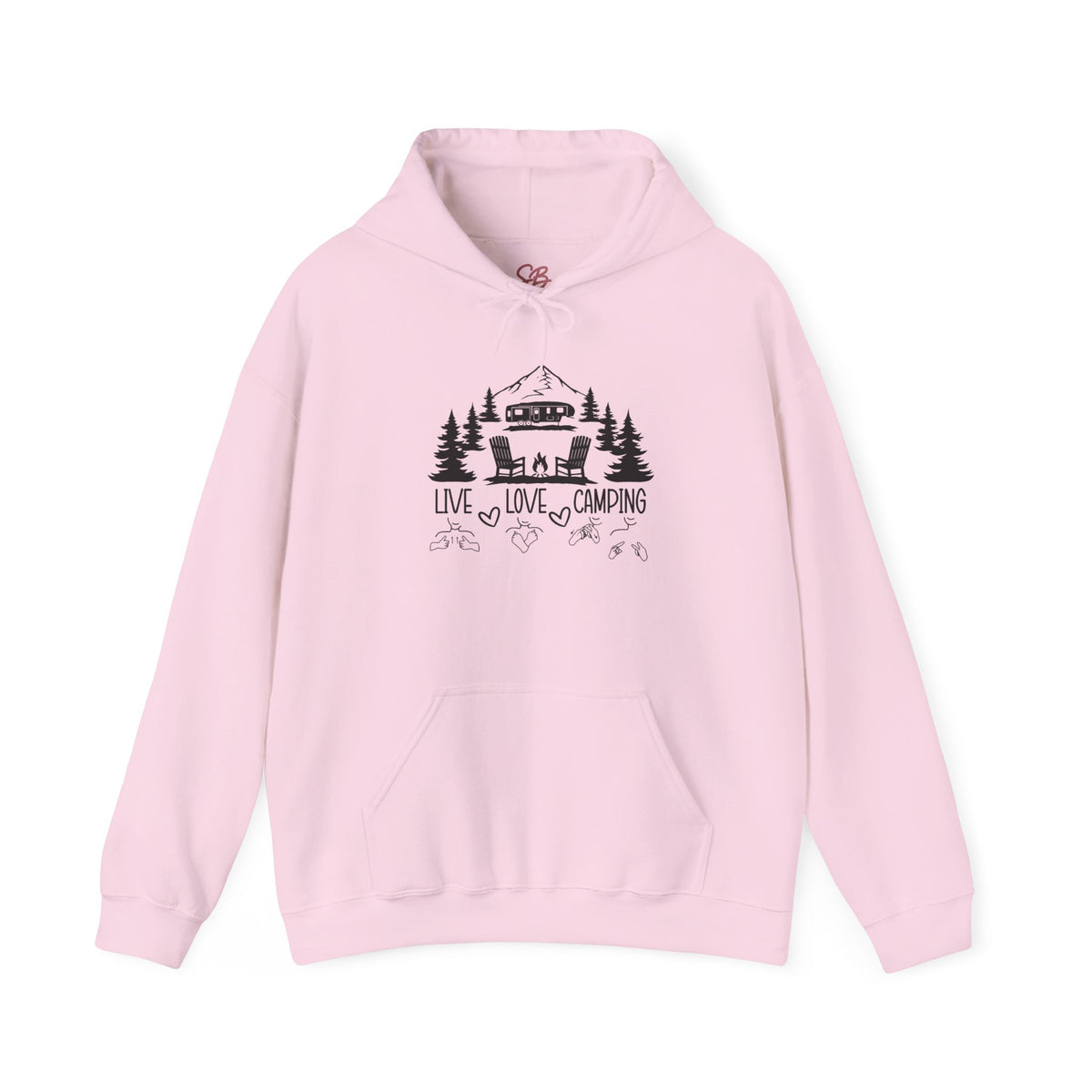 Live Love Camping in ASL (black ink) - Hoodie