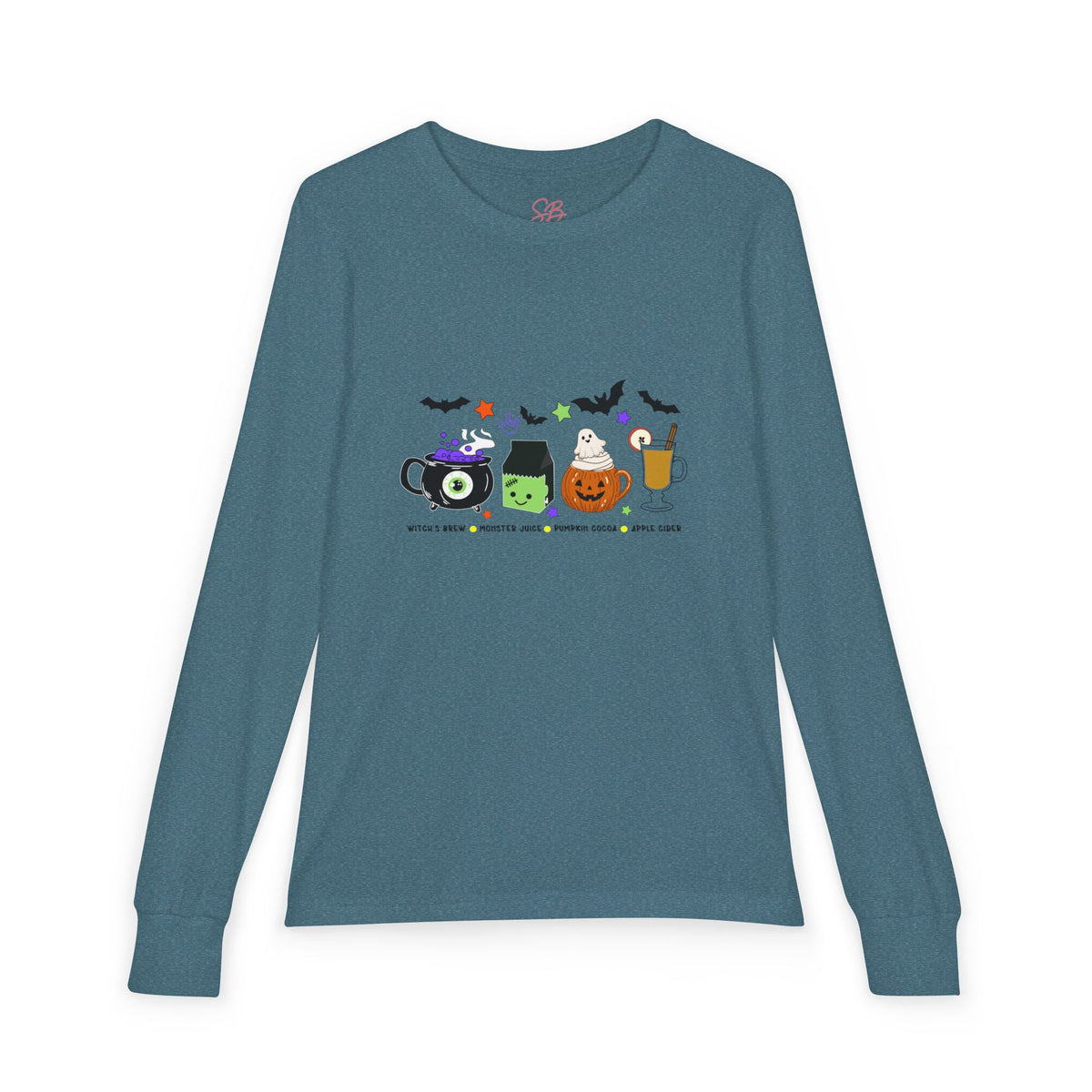 Kids Halloween Drinks Crew of Witch's Brew, Monster Juice, Pumpkin Cocoa, & Apple Cider - Kid Long Sleeve Shirt