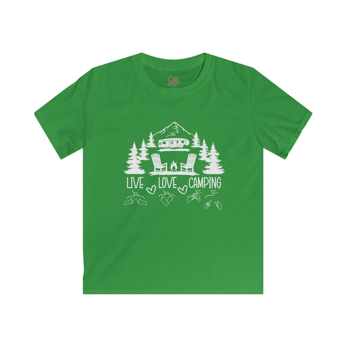 Live Love Camping in ASL (white ink) - Kid T-Shirt