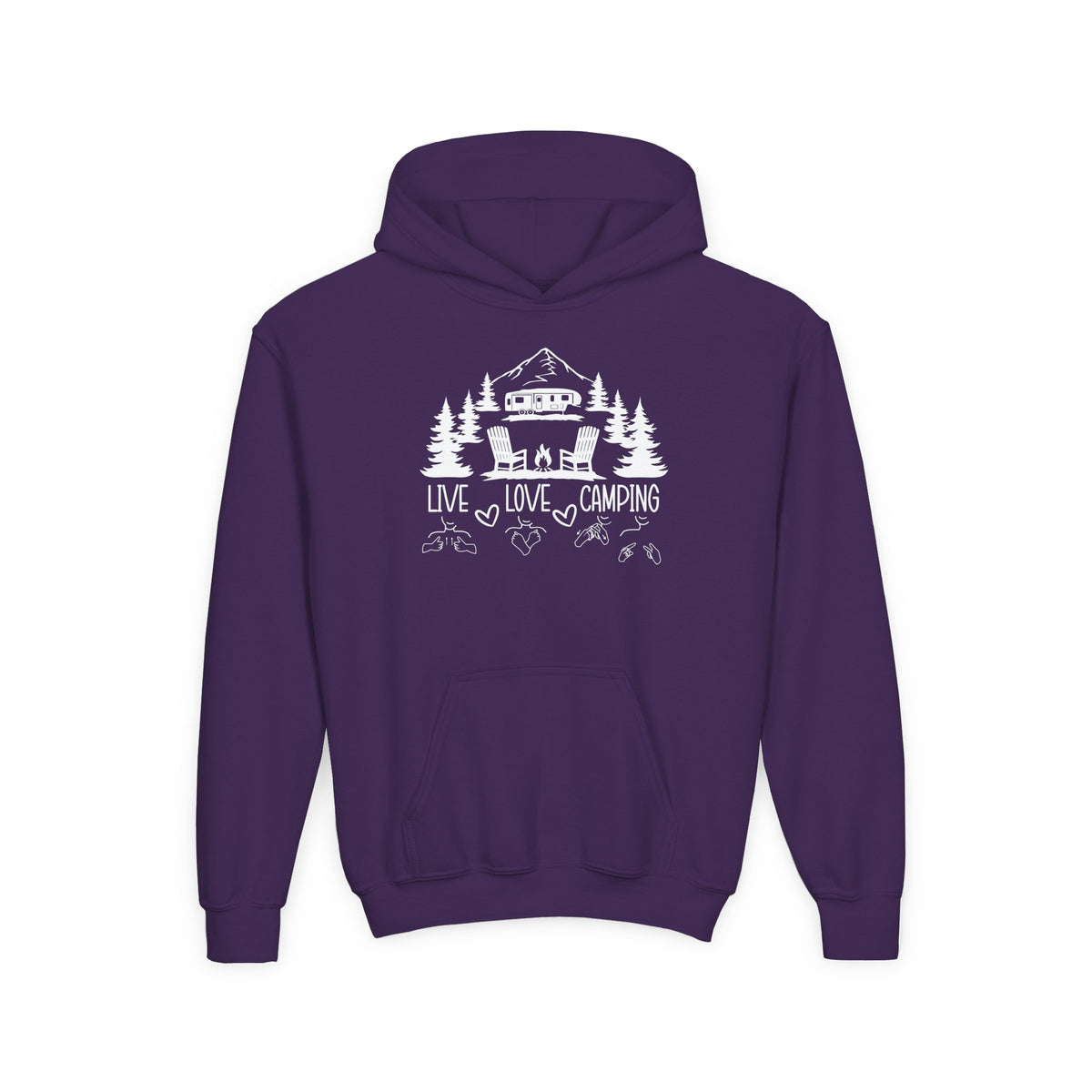 Live Love Camping in ASL (white ink) - Kid Hoodie