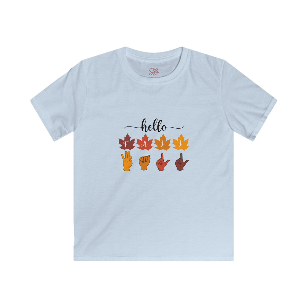 Hello Fall Fingers Spelling American Sign Language ASL -  Kid T-Shirt