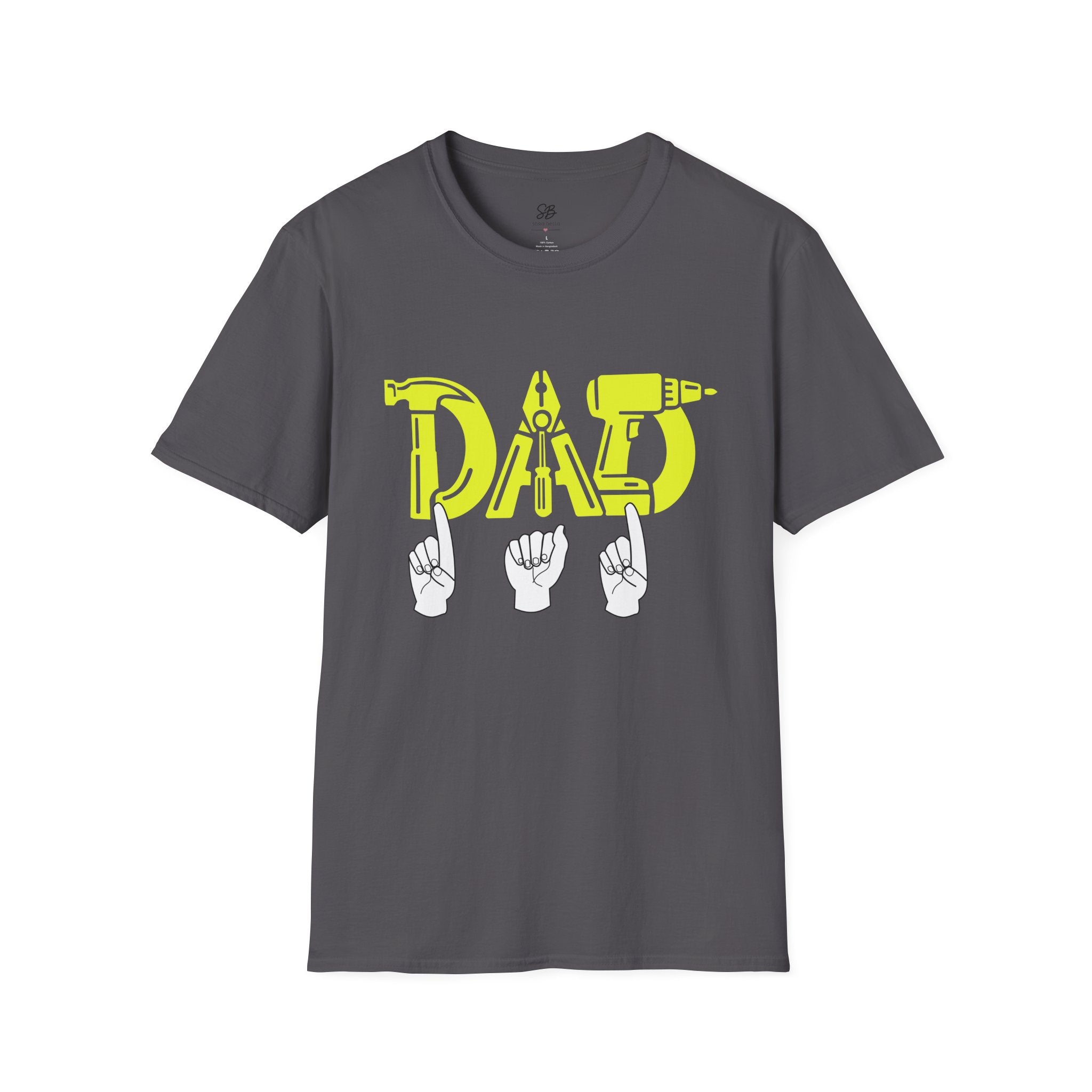 Dad Tools Graphic T-Shirt — 'DAD' Tool Lettering with American Sign Language