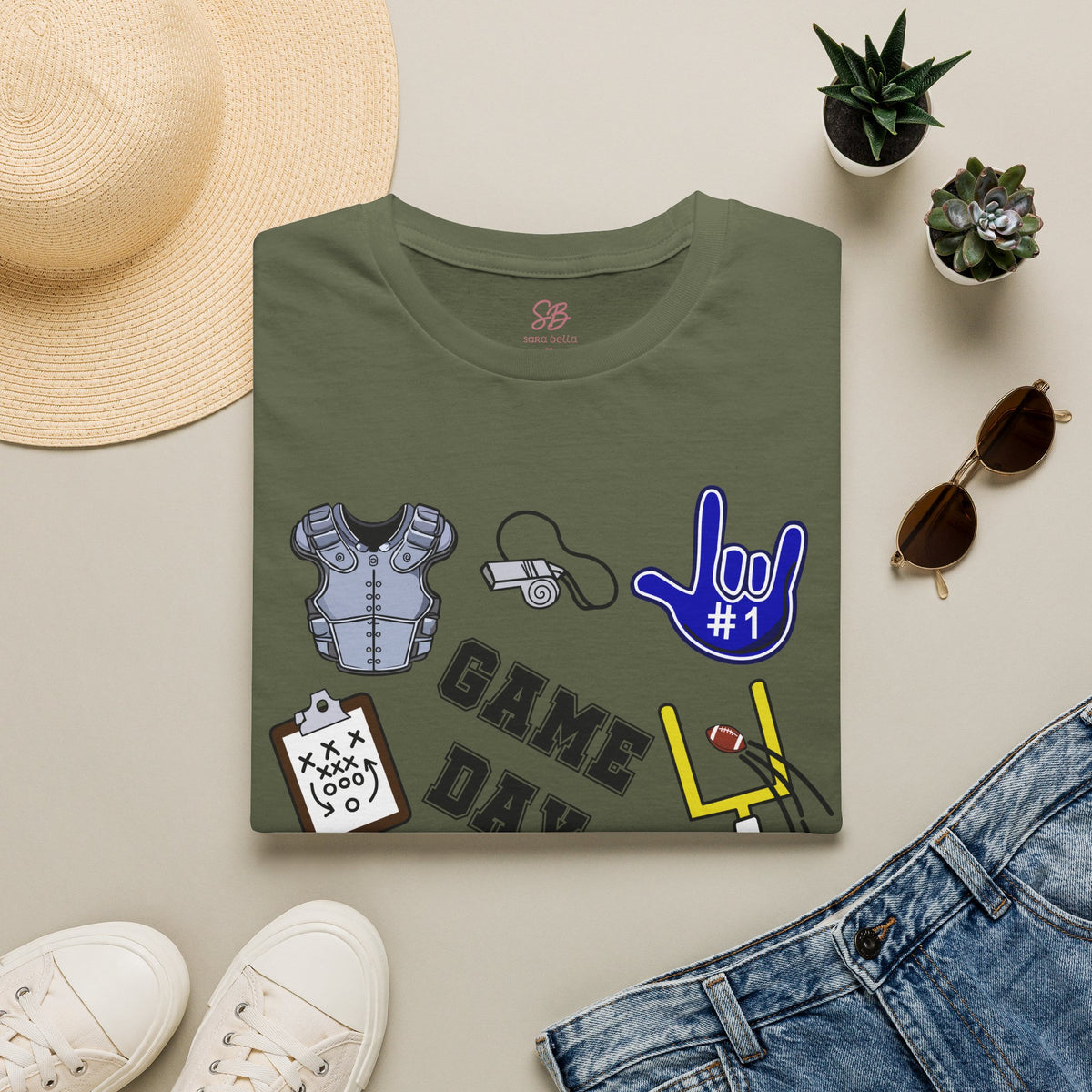 Game Day Football with I Love You ASL  - T-Shirt