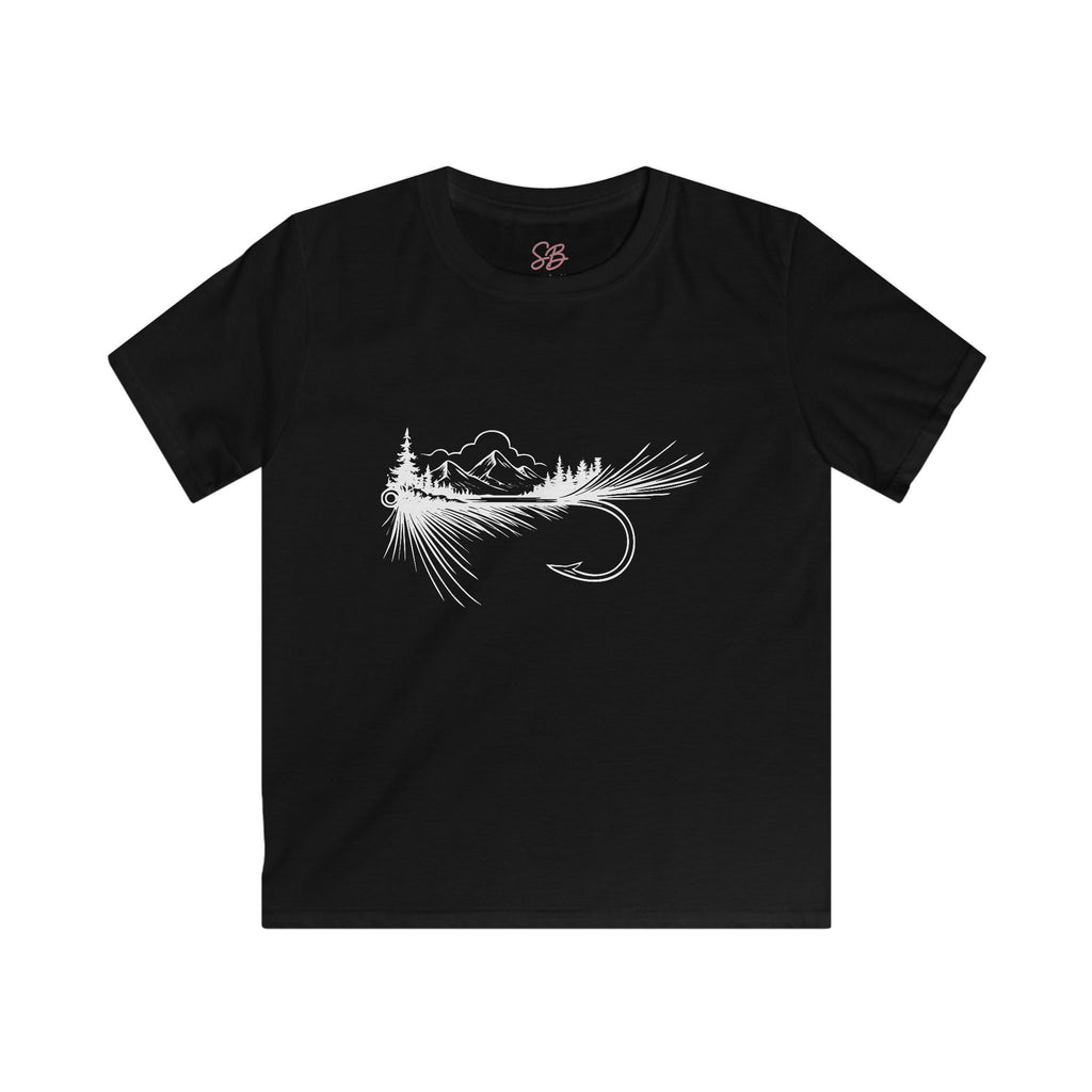 Fly Fishing Hook with Mountain View - Kid T-Shirt