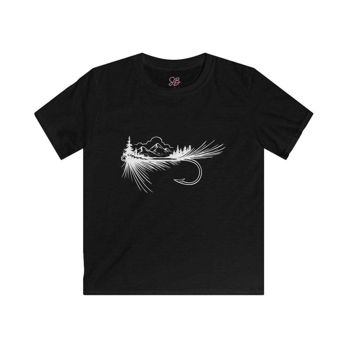 Fly Fishing Hook with Mountain View - Kid T-Shirt
