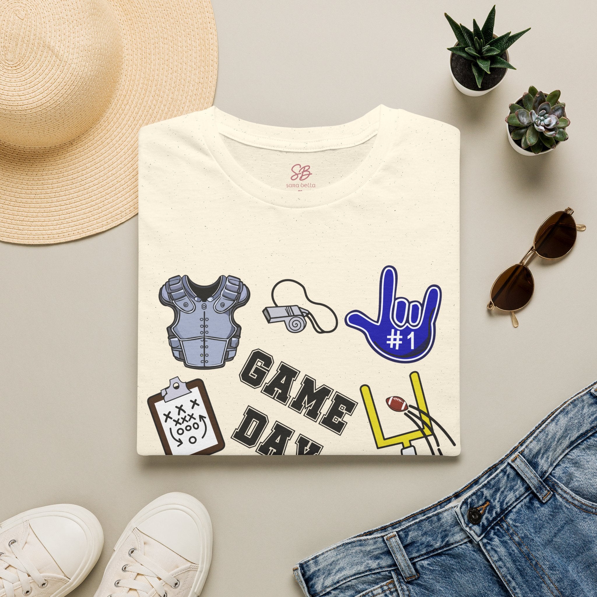 Game Day Football with I Love You ASL  - T-Shirt