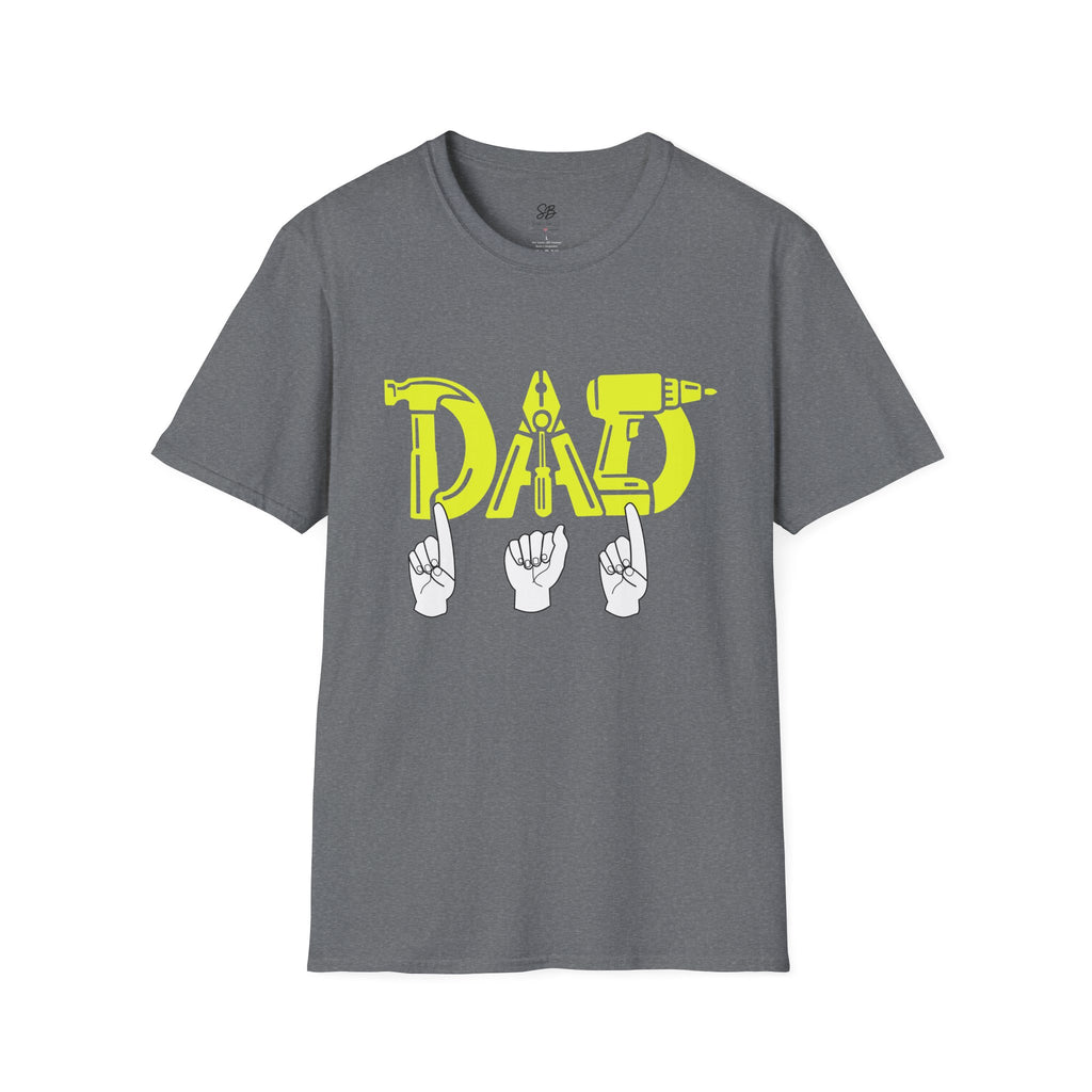 Dad Tools Graphic T-Shirt — 'DAD' Tool Lettering with American Sign Language