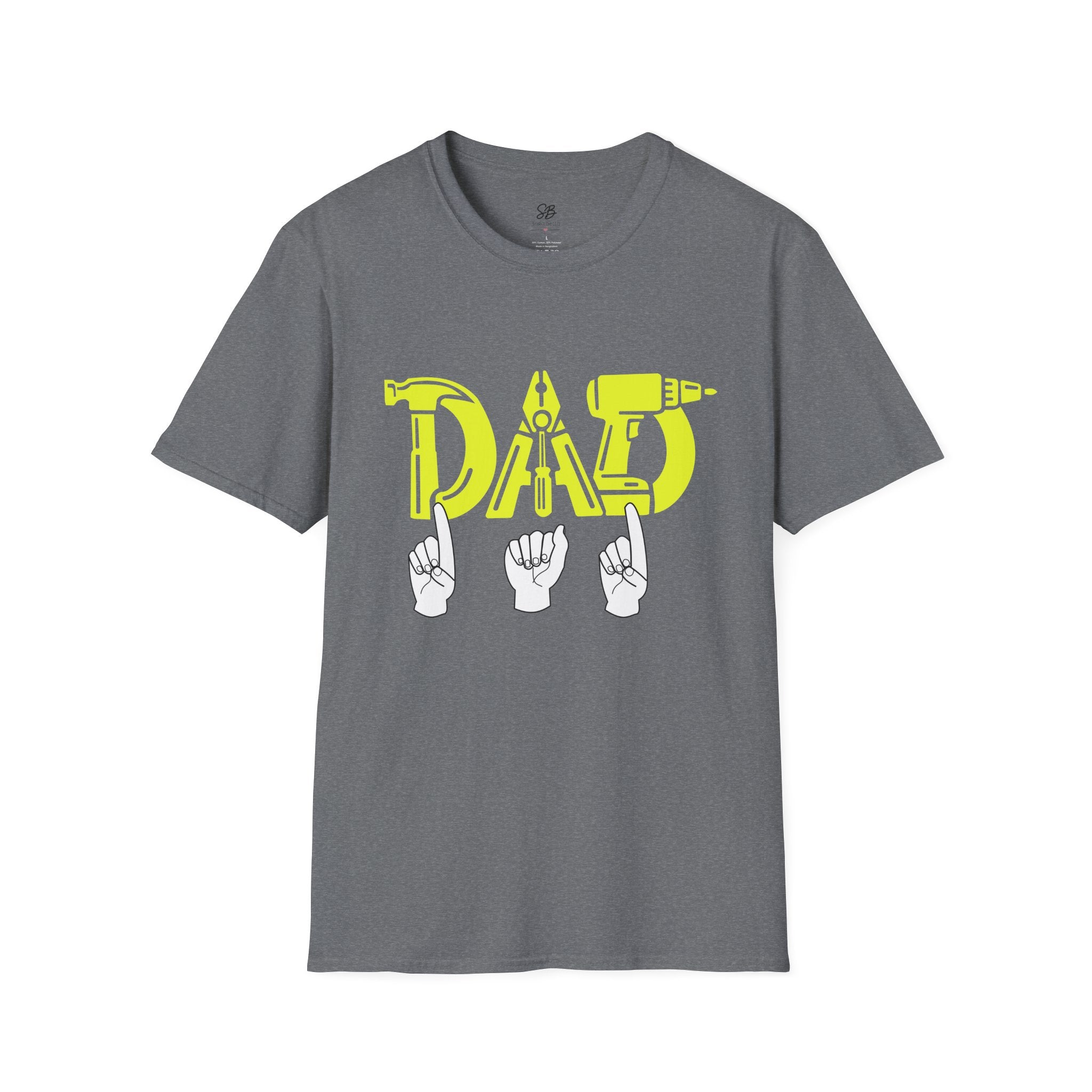 Dad Tools Graphic T-Shirt — 'DAD' Tool Lettering with American Sign Language